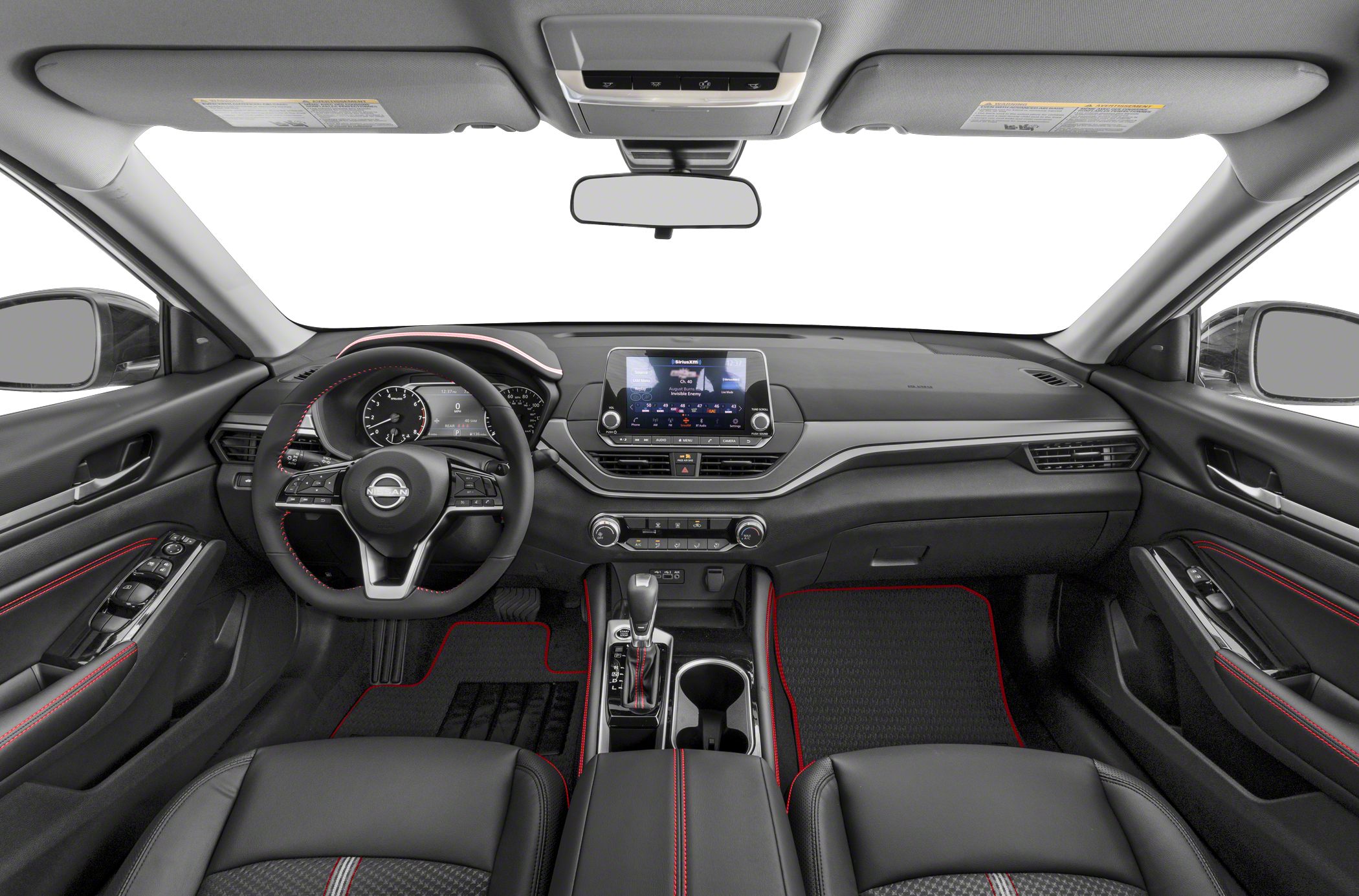 Steering wheel, dashboard, center console with infotainment display