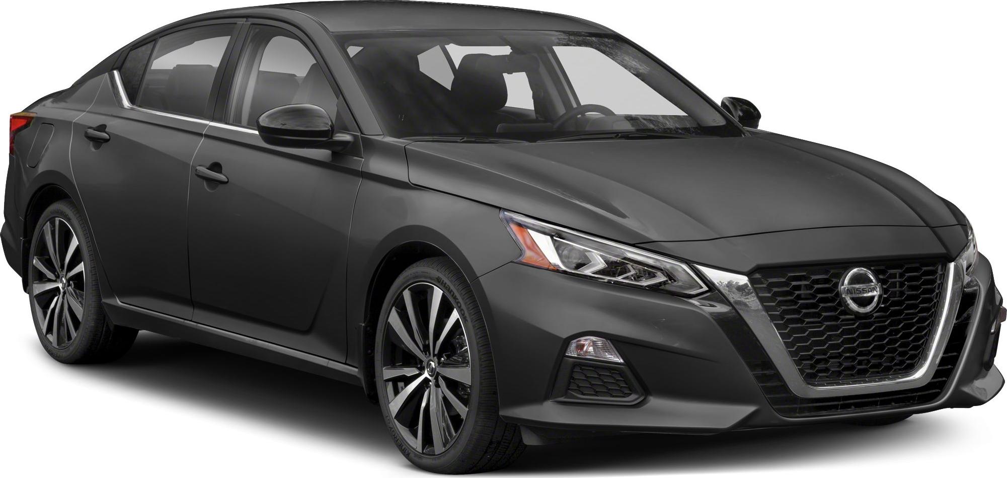Front-side view of a sedan with LED headlights and sporty alloy wheels