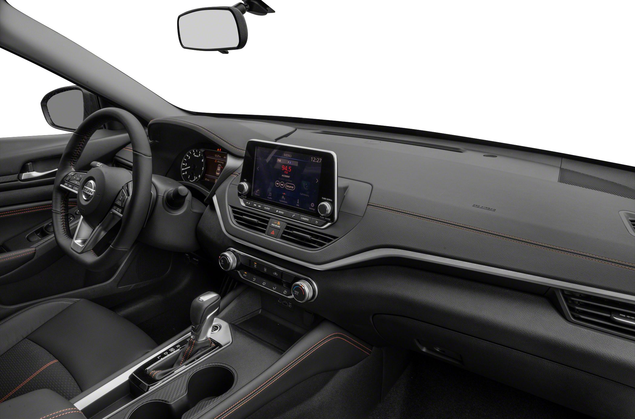 Modern dashboard with touchscreen infotainment and automatic gear shift