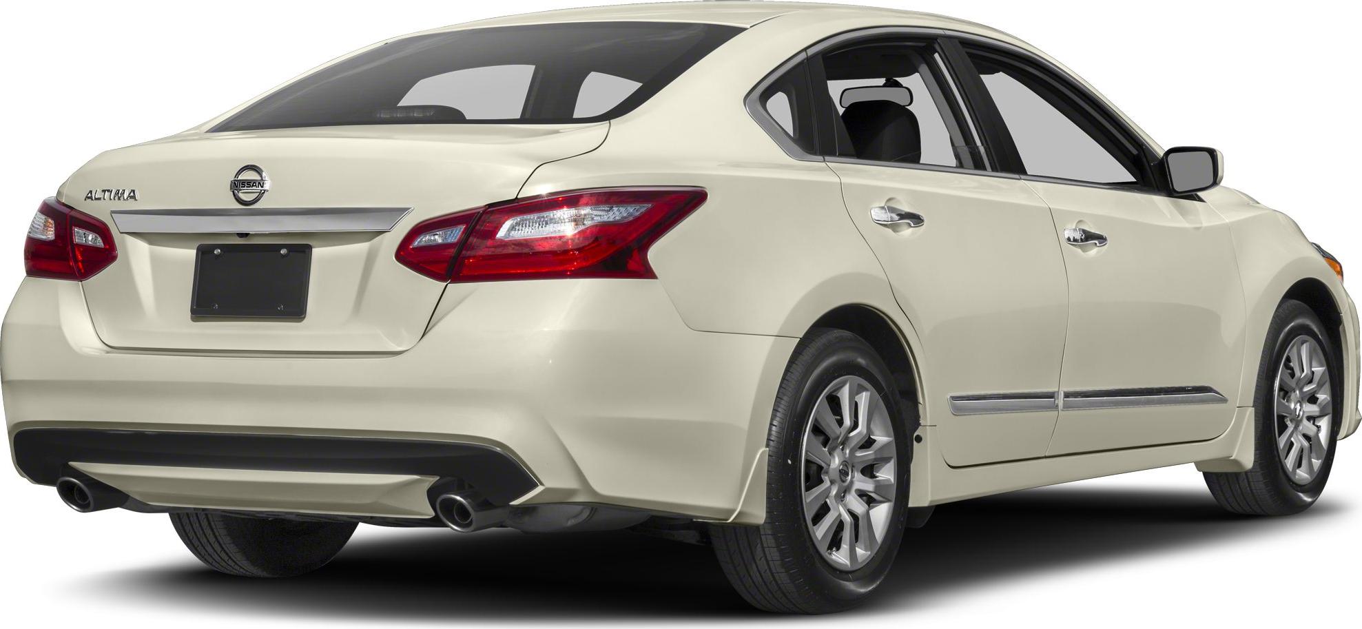 Rear side view with tail lights, dual exhausts, and sedan body