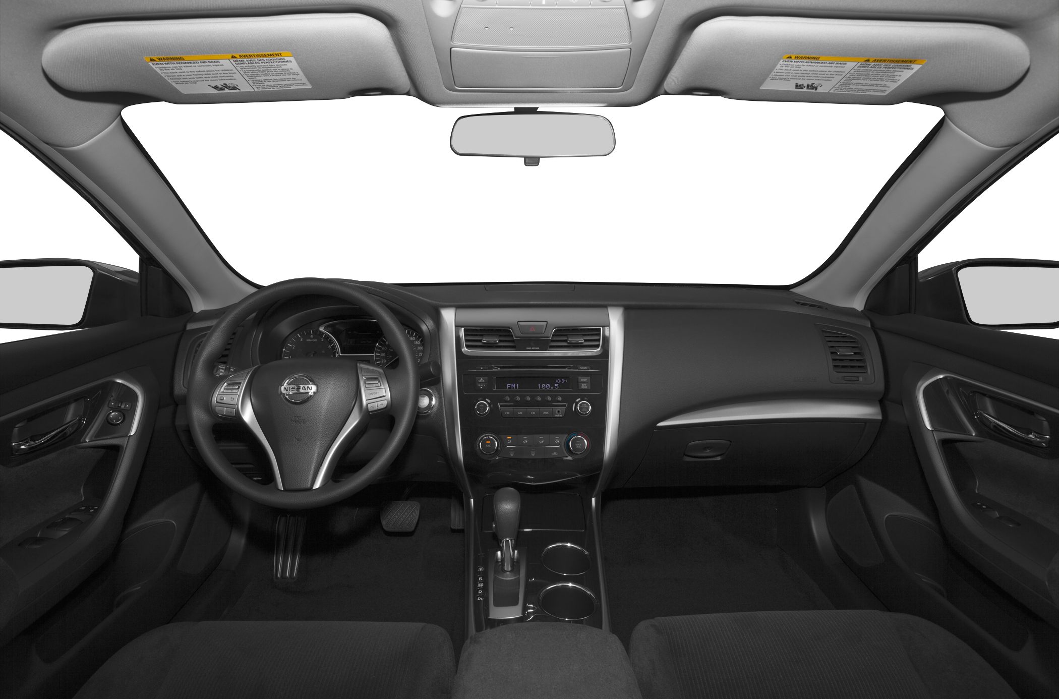 Steering wheel, dashboard, and center console in car interior