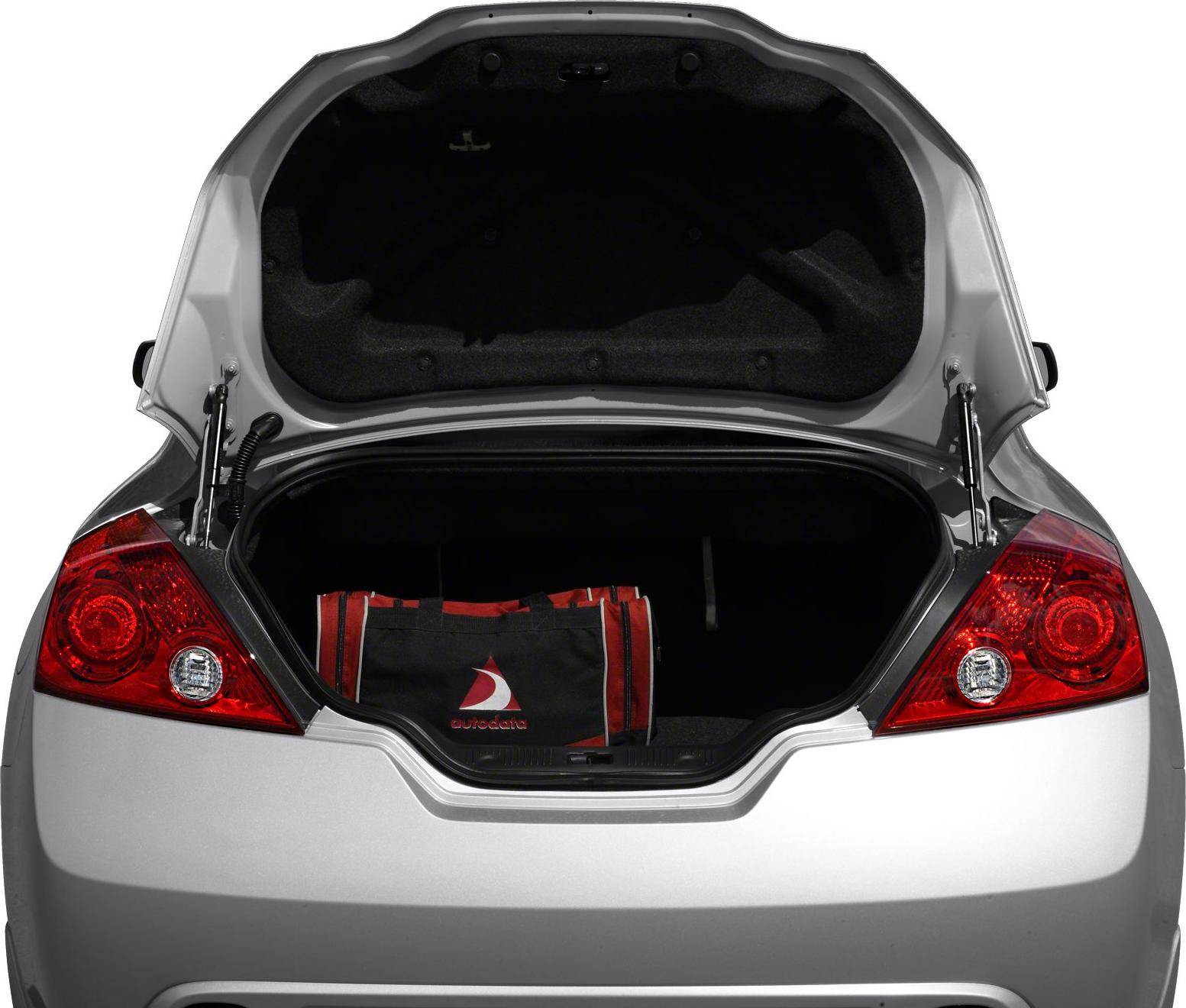 Open trunk with visible red taillights and cargo space