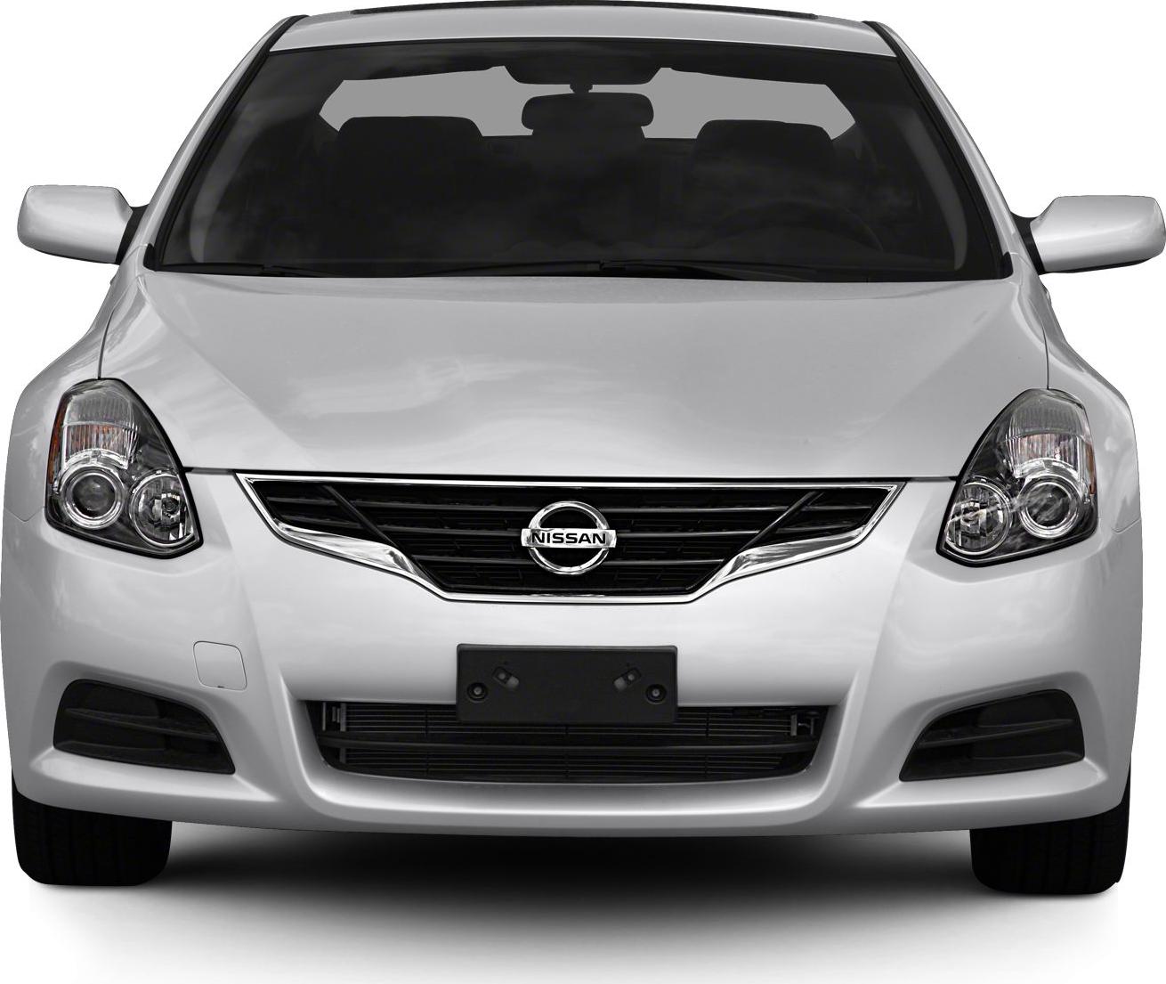 Front view with distinctive headlights and chrome grille