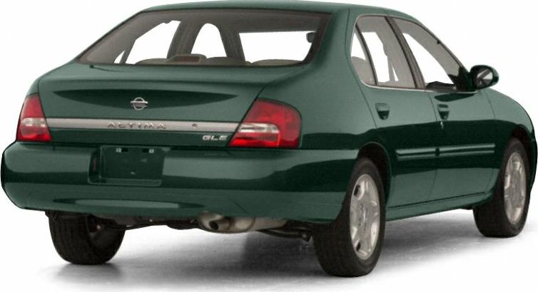 Rear view of mid-1990s sedan with distinct taillights and smooth body lines