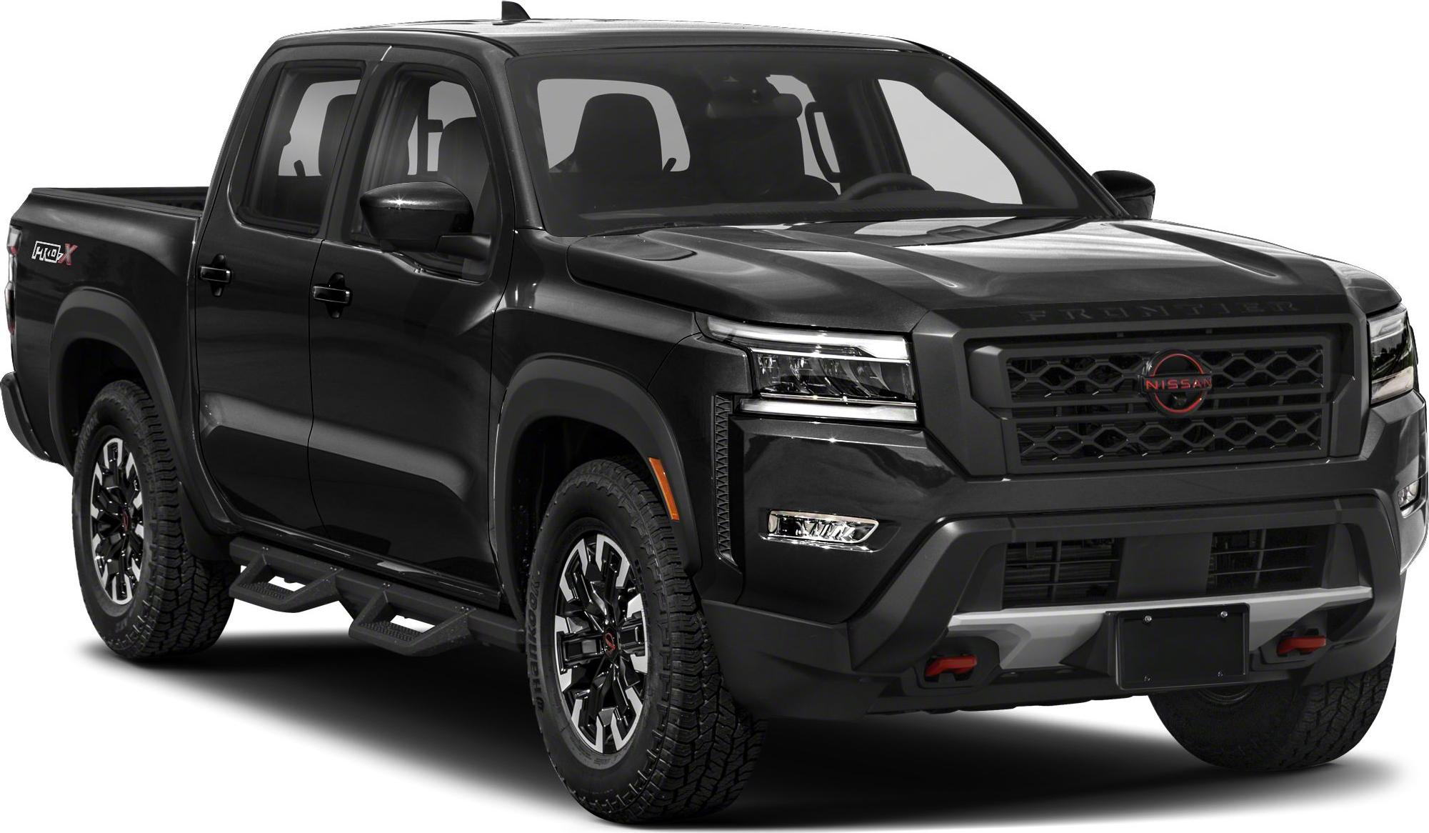 Bold front grille with LED headlights and rugged side steps on a pickup truck