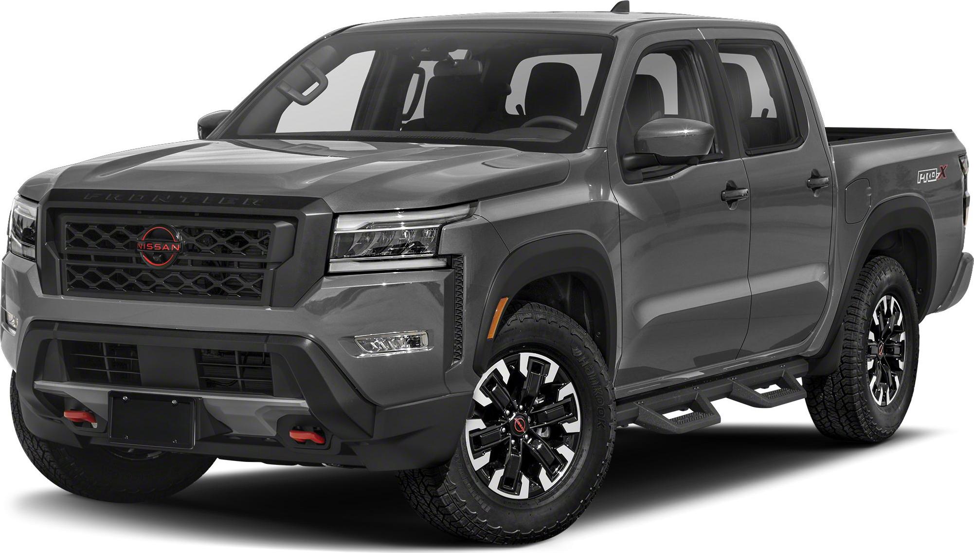 Mid-size pickup with crew cab, LED headlights, running boards, and rugged wheels