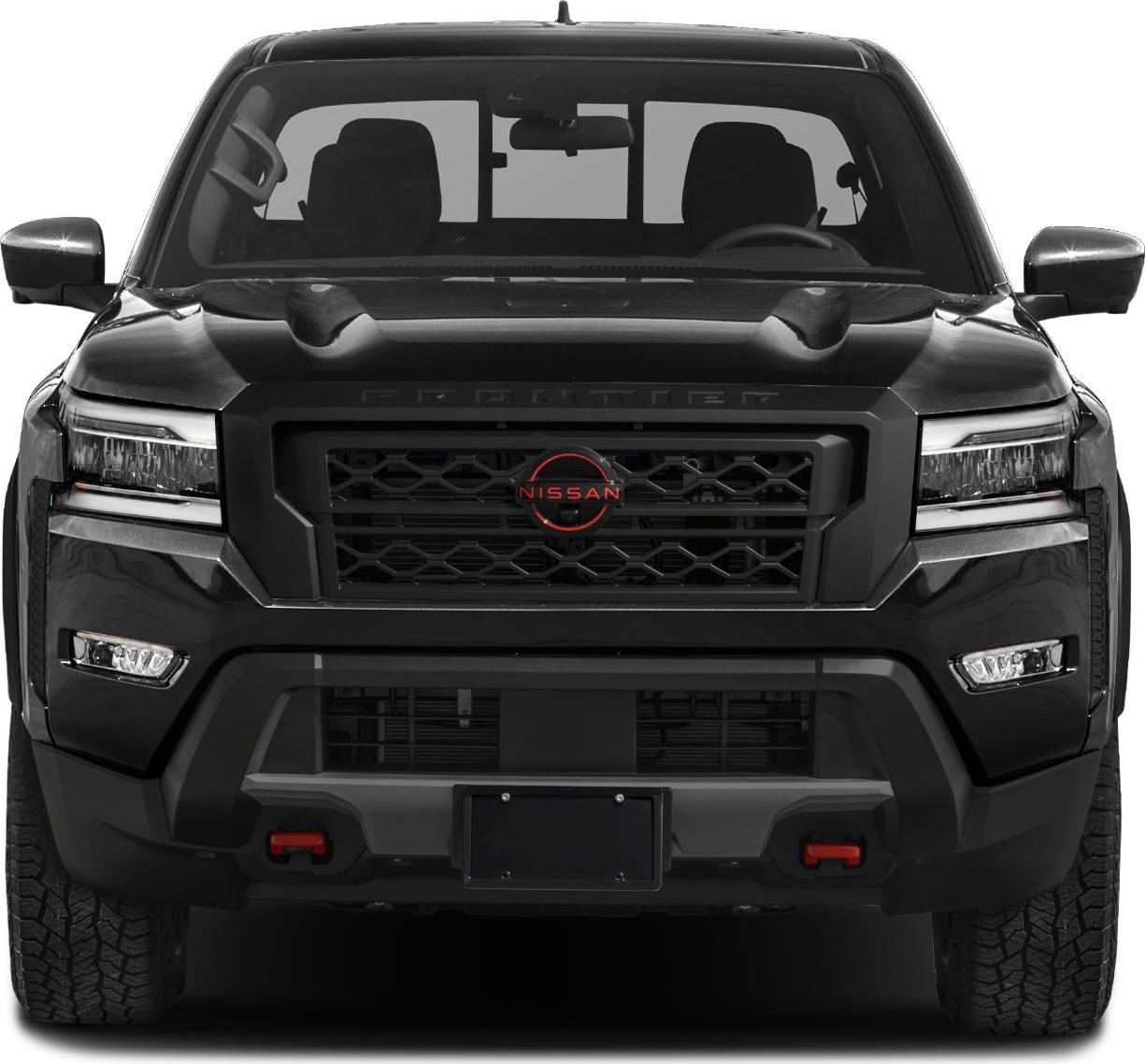 Front view of a pickup with bold grille and modern headlights