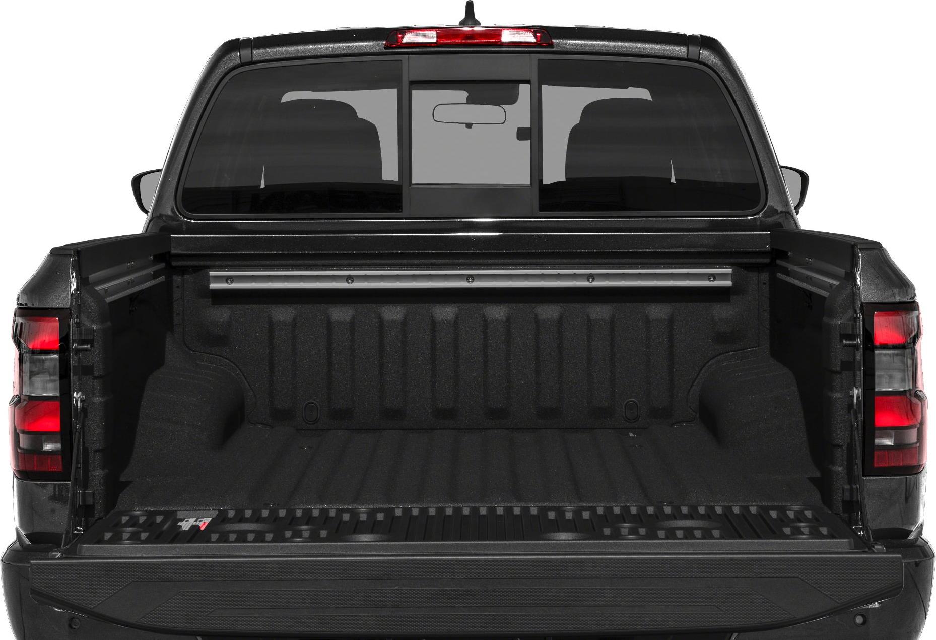 Open truck bed and rear window of crew cab pickup