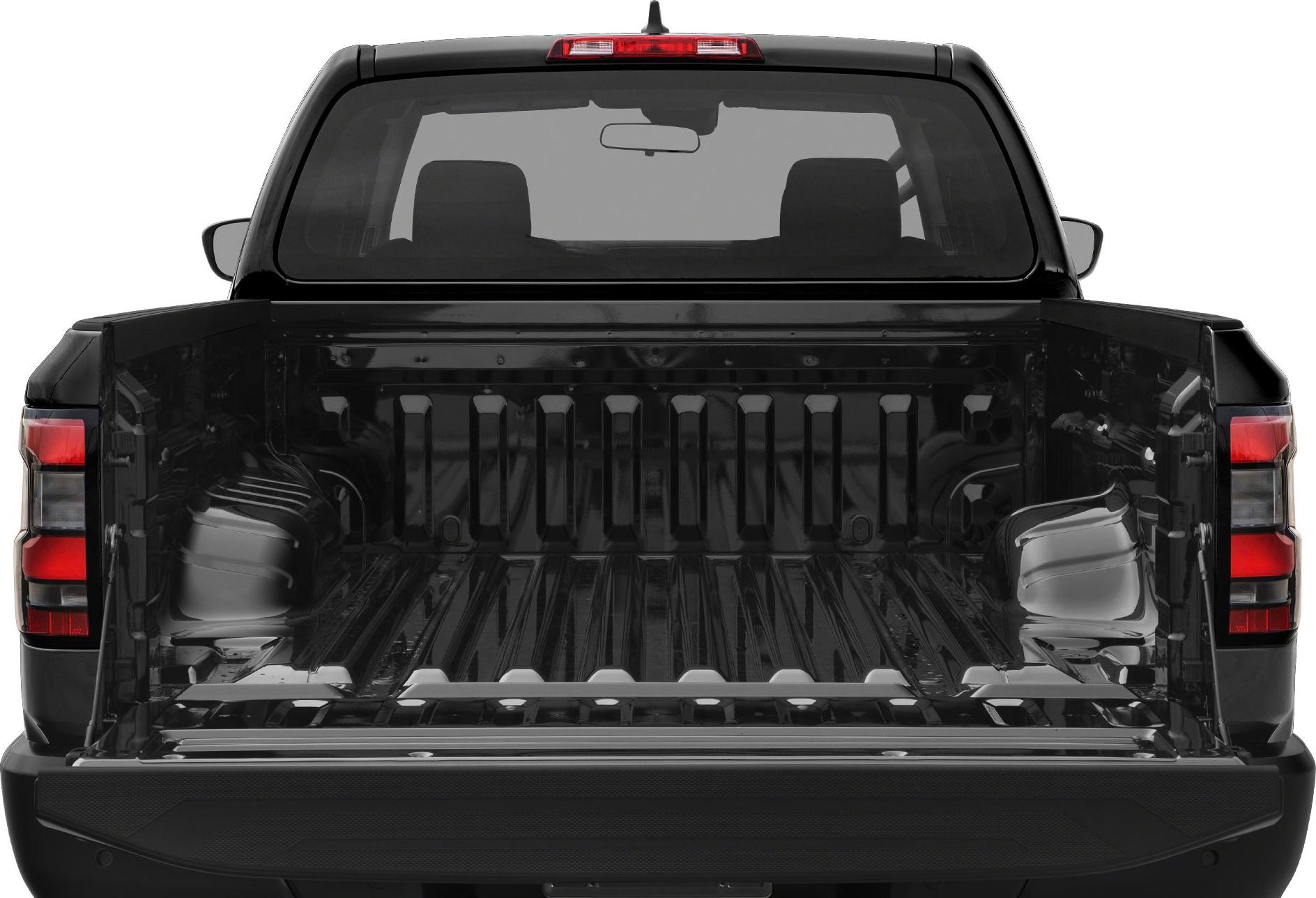 Open pickup truck bed with tailgate down and visible rear window