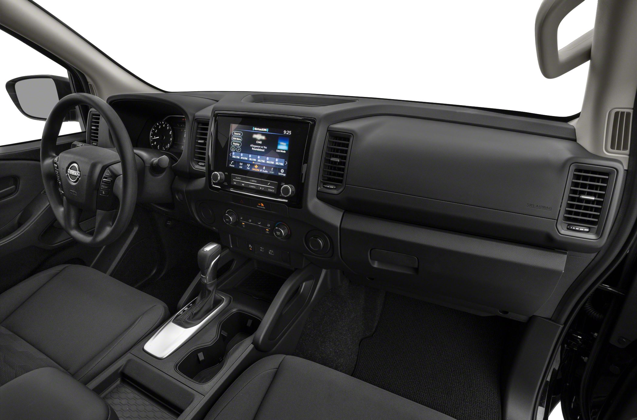 Modern dashboard and multifunction steering wheel with touchscreen infotainment