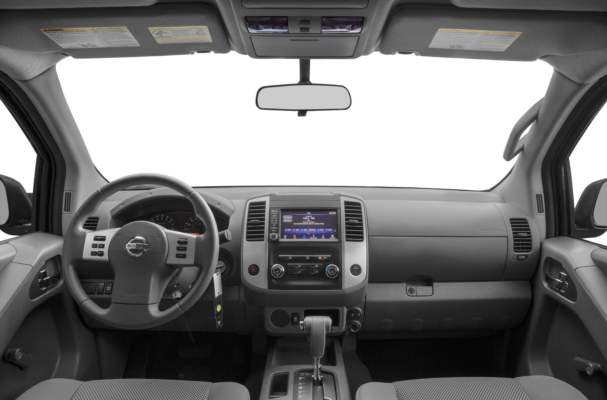 Dashboard and steering wheel with infotainment screen
