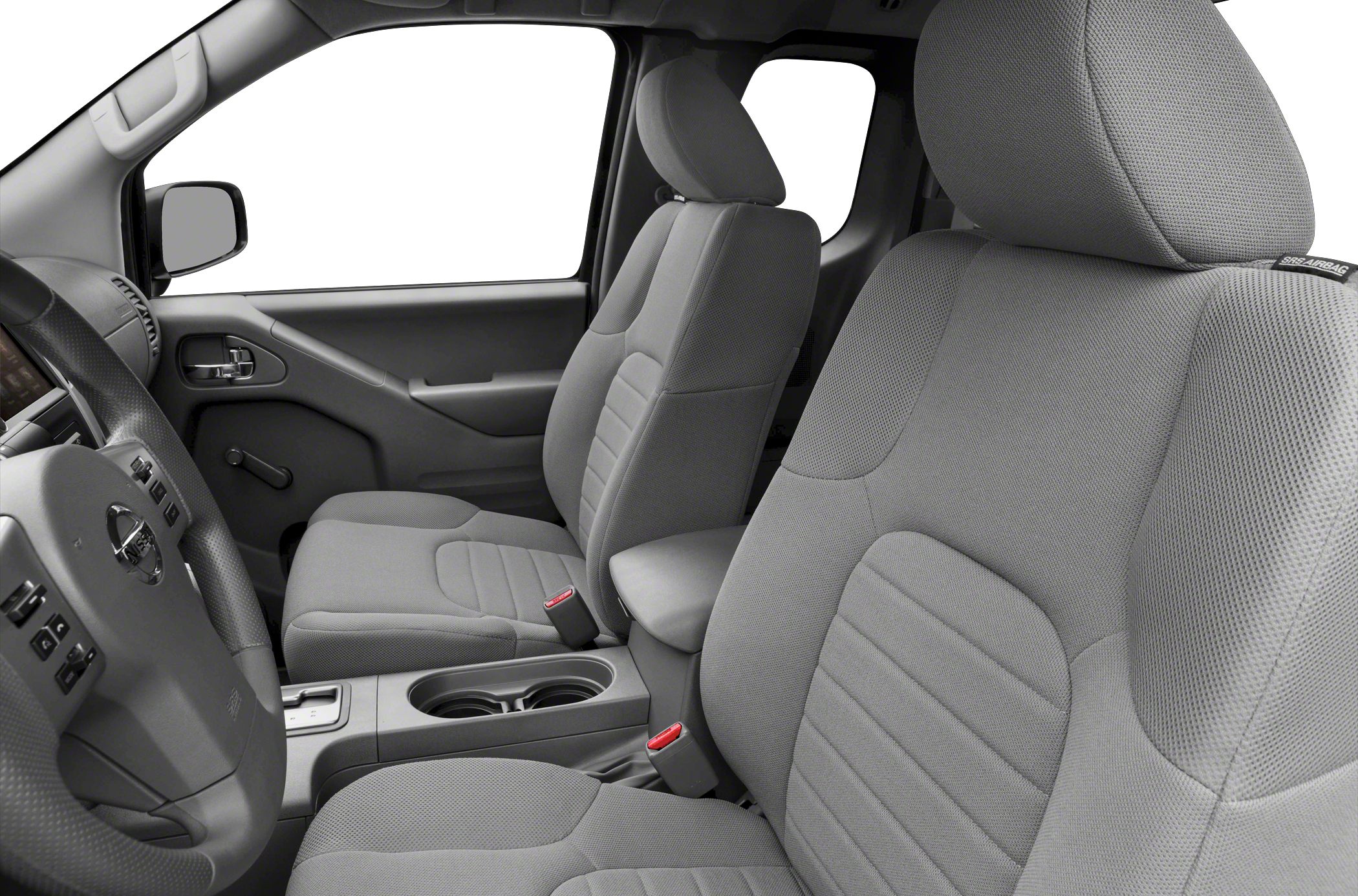 Fabric front seats and dashboard interior view