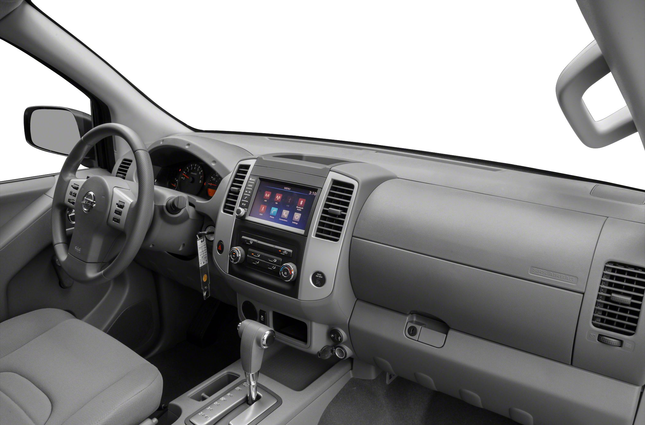 Dashboard and center console with infotainment and automatic gear shift