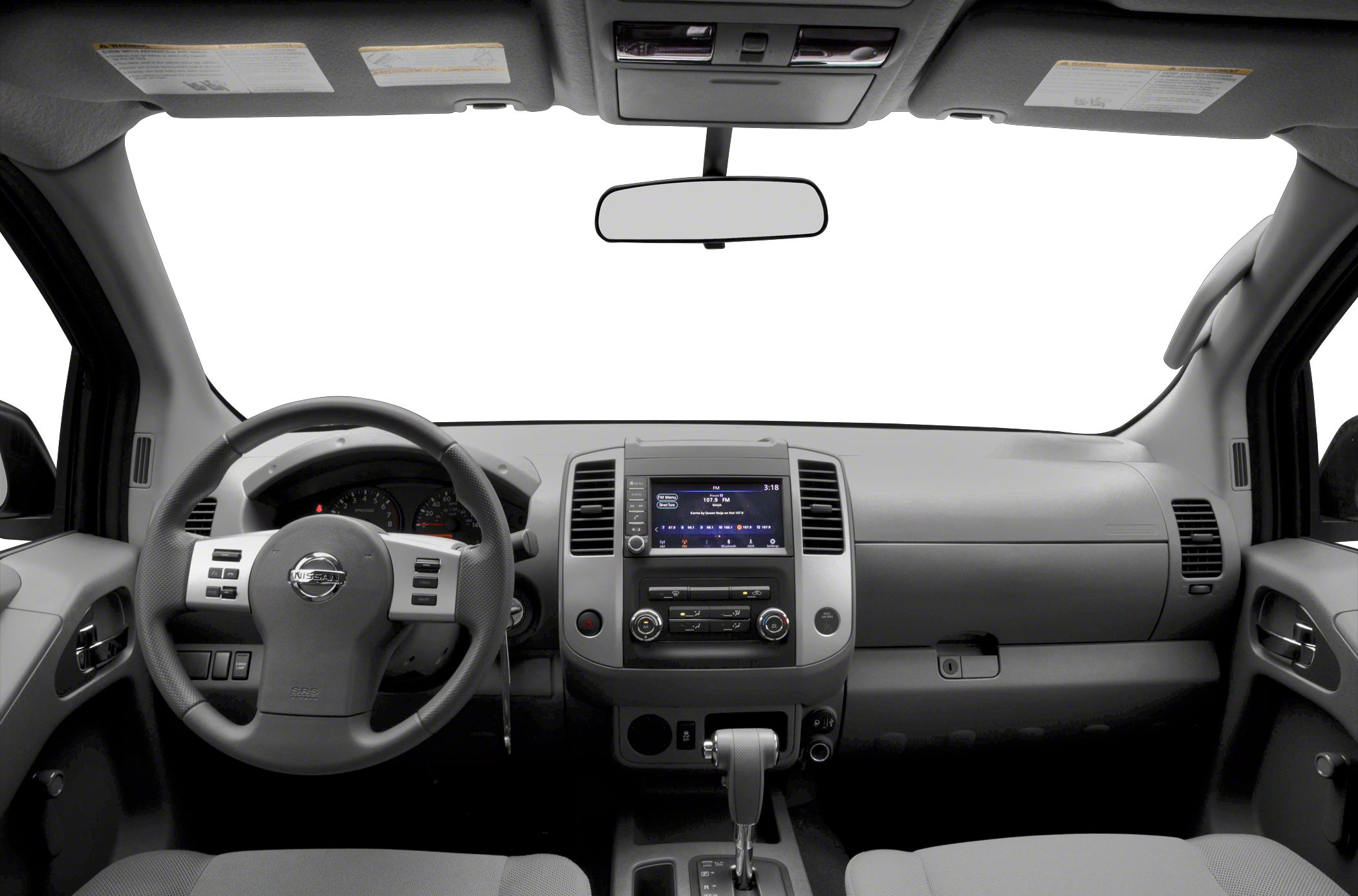 Dashboard and steering wheel with center console and gearshift