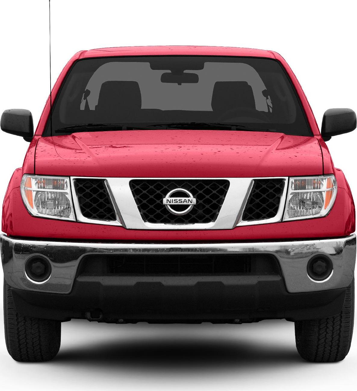 Red pickup truck front view with chrome grille and bumper