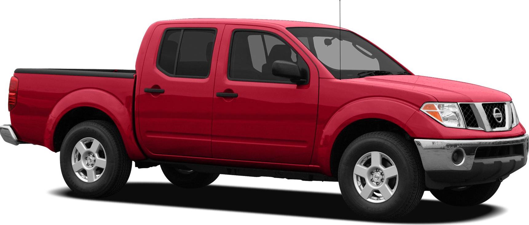 Red crew cab pickup with alloy wheels and chrome front bumper.
