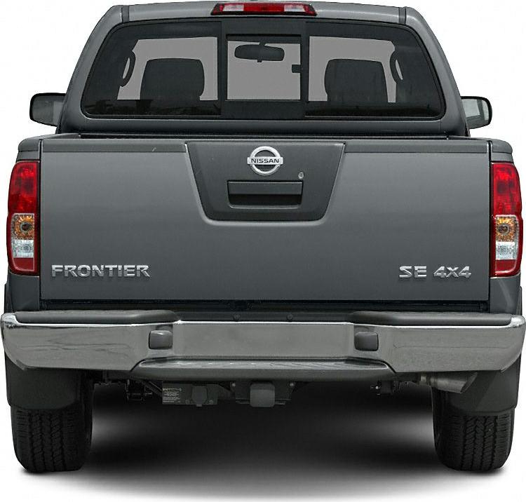 Rear view of pickup truck with tailgate and window design