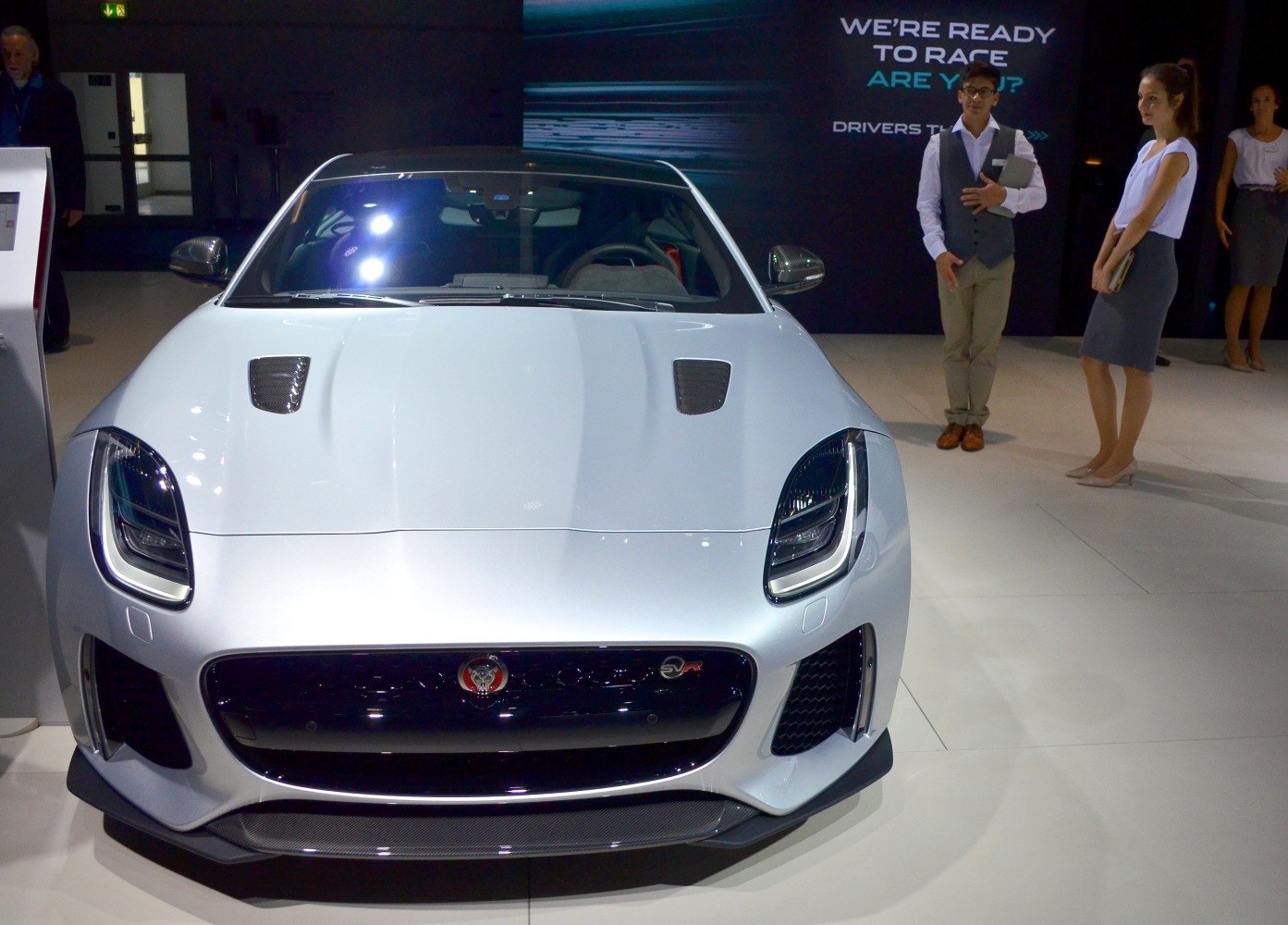 Front view with LED headlights and aggressive air vents