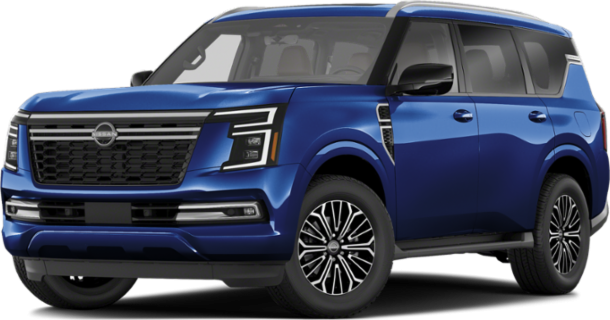 Front view of SUV with LED headlights and bold grille