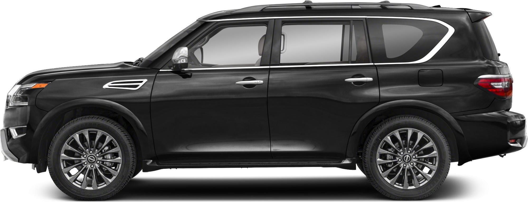 Side profile of large SUV with distinct wheels and window design
