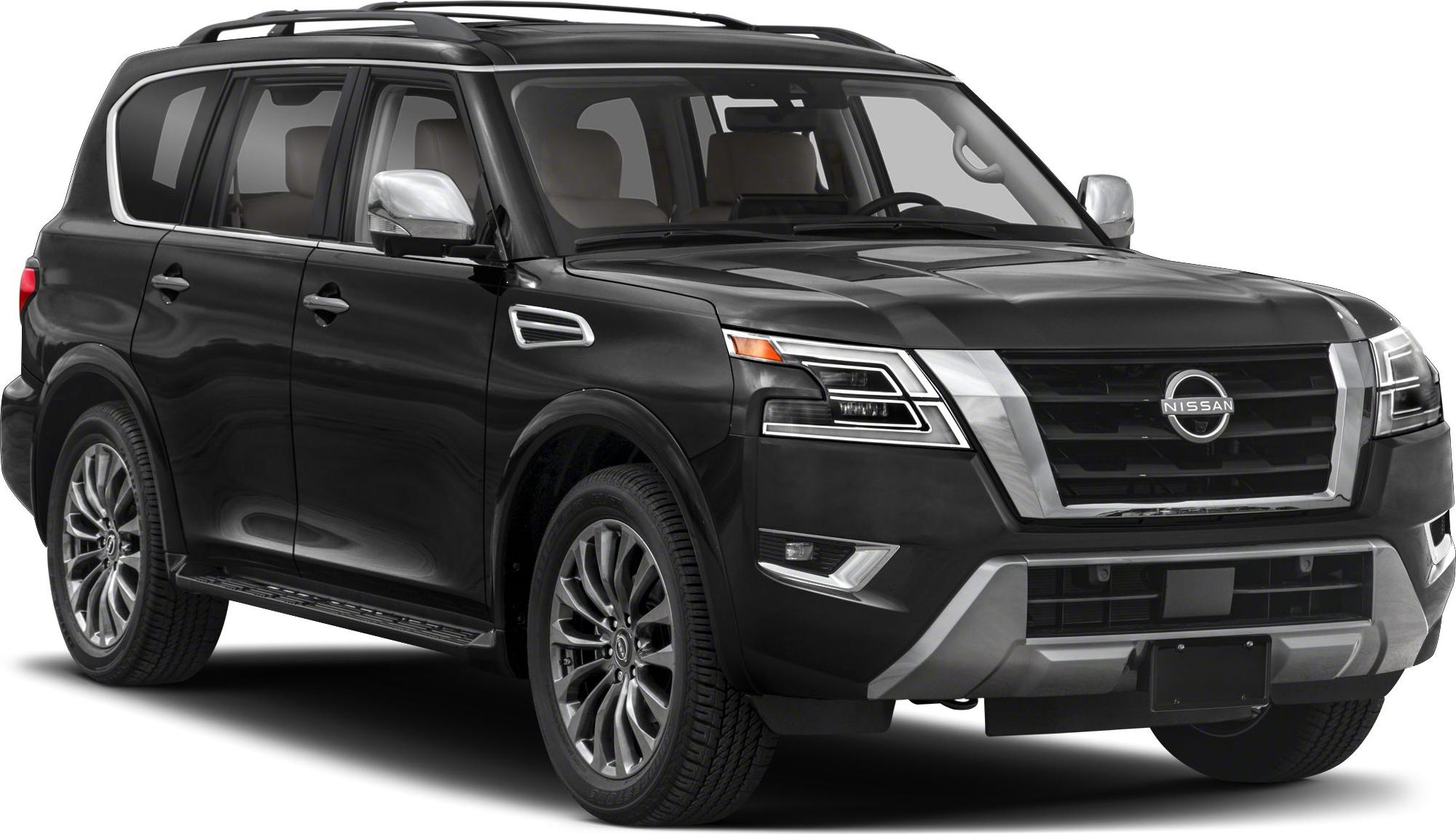 Black SUV with bold grille and LED headlights front three-quarter view