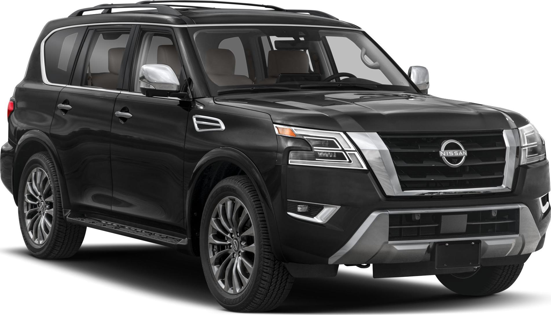 Black SUV front-side view with bold grille and LED headlights