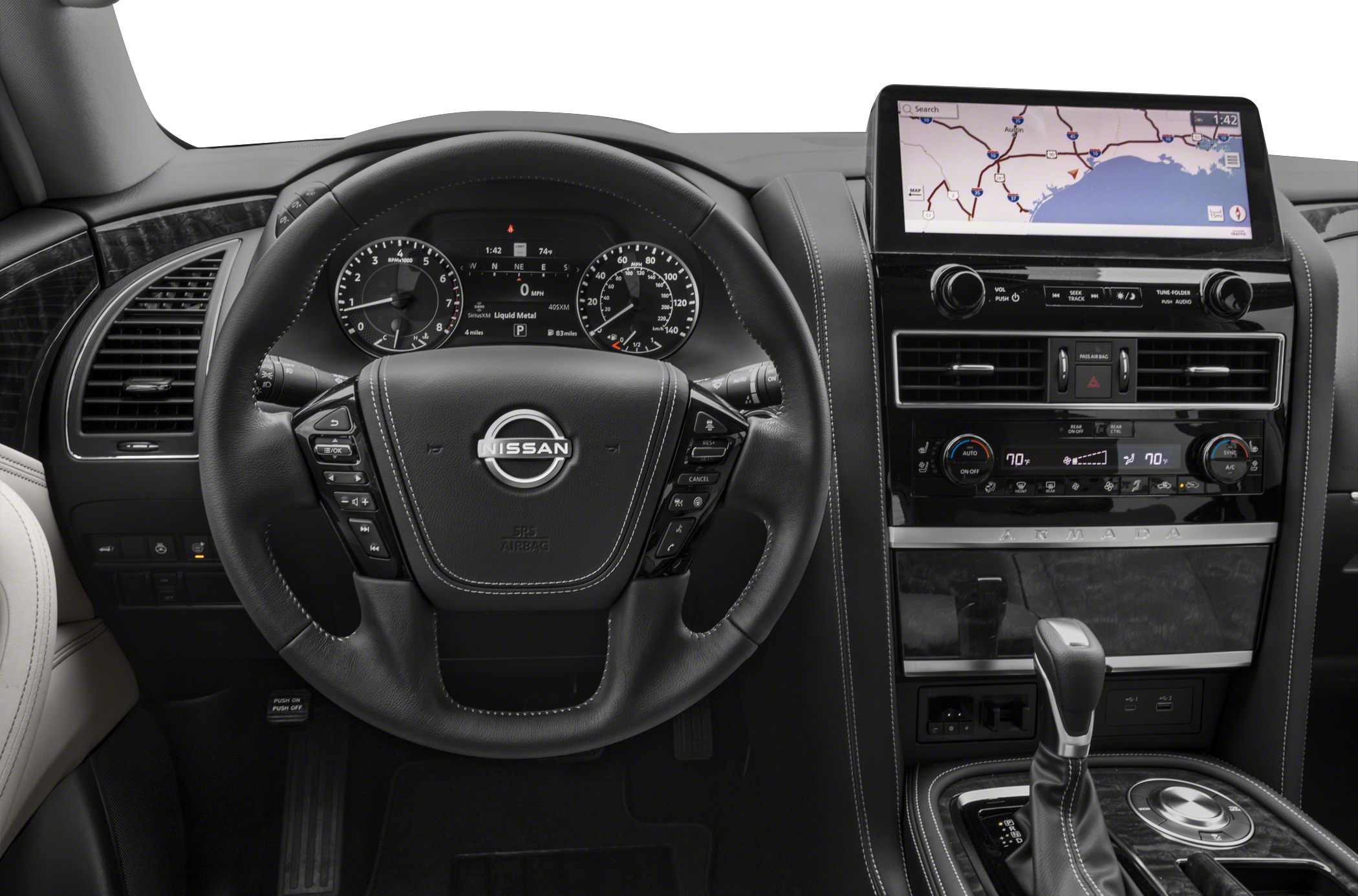Steering wheel and infotainment system with navigation display