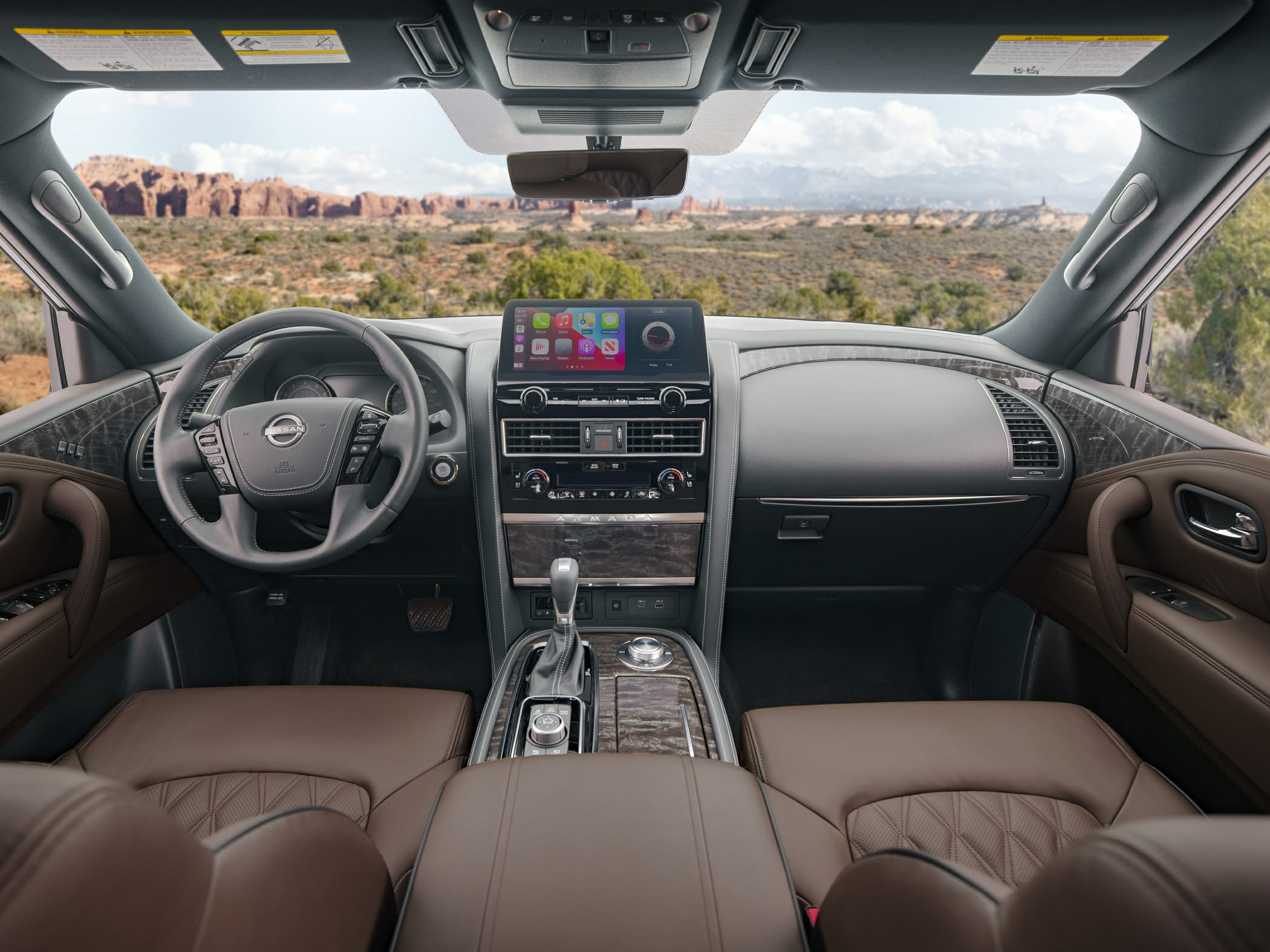 Premium SUV interior with leather seats, modern infotainment, and ergonomic dashboard