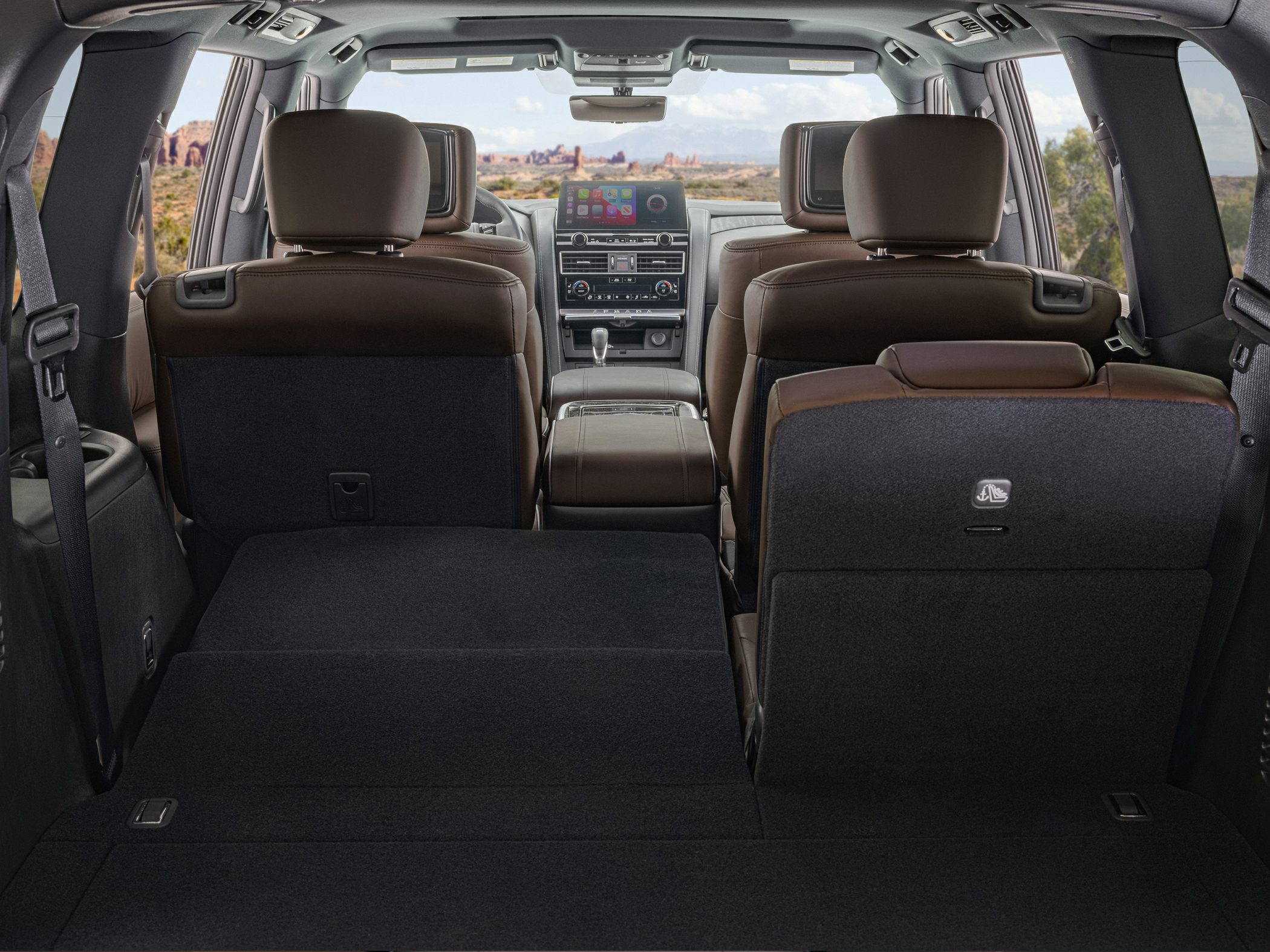 Large SUV interior with split-fold rear seats and spacious cargo area