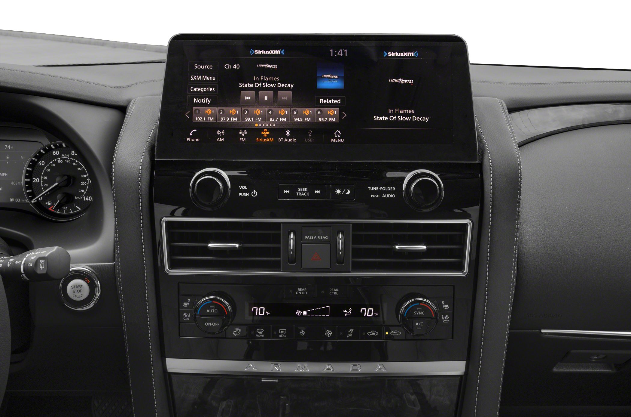 Dashboard with infotainment screen and dual-zone climate control