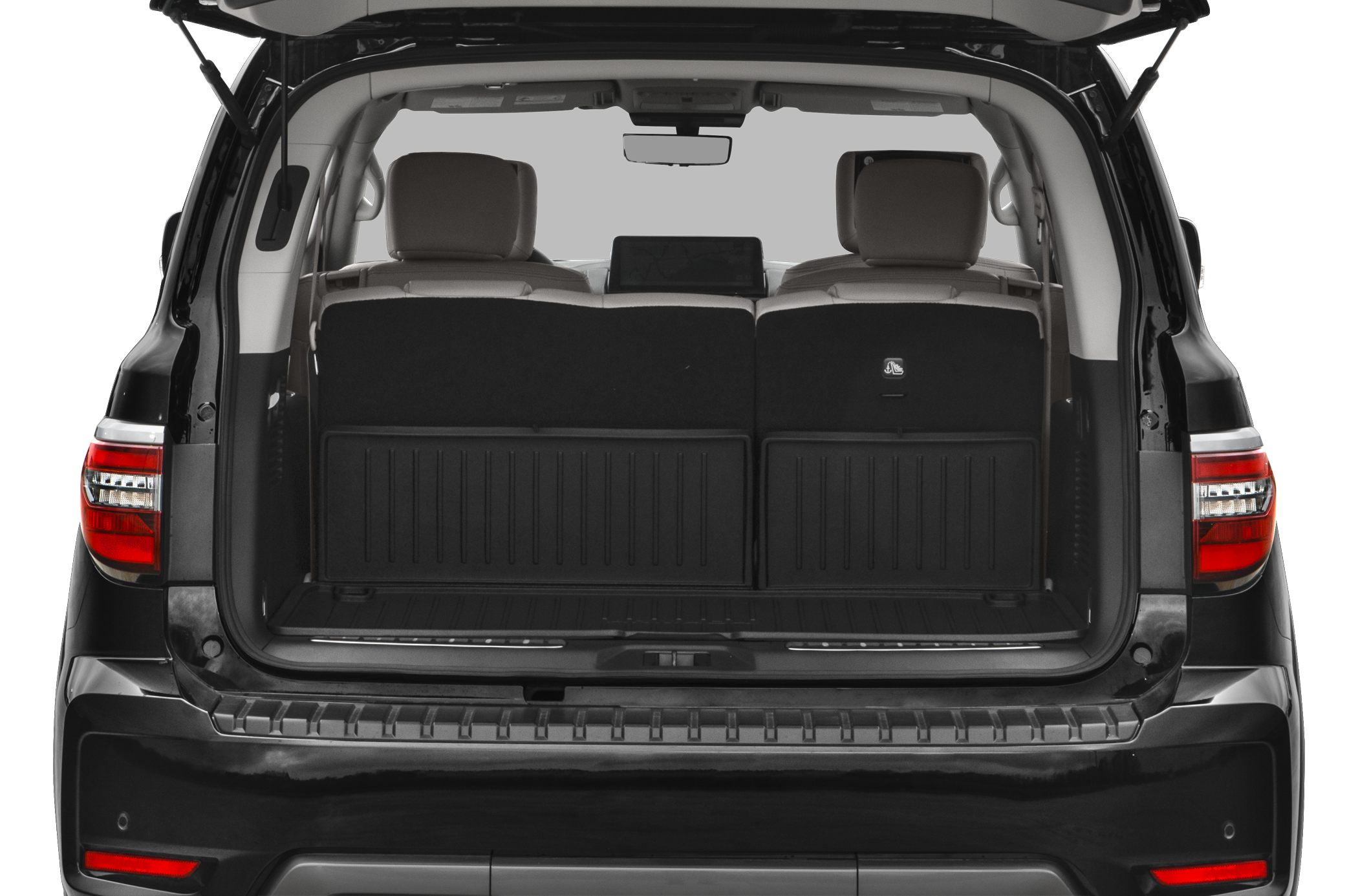 Open rear hatchback with cargo space and third-row seats