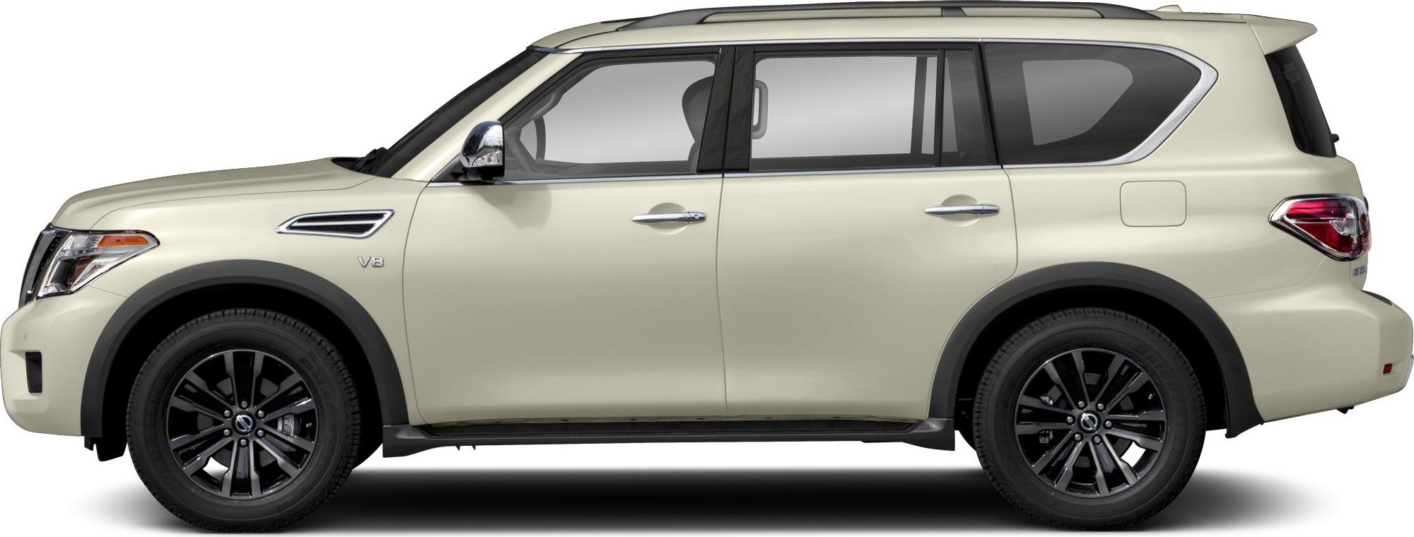 Side profile of large SUV with black alloy wheels and V8 badge