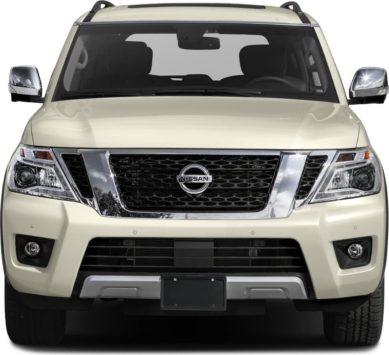 Front view with chrome grille and headlights