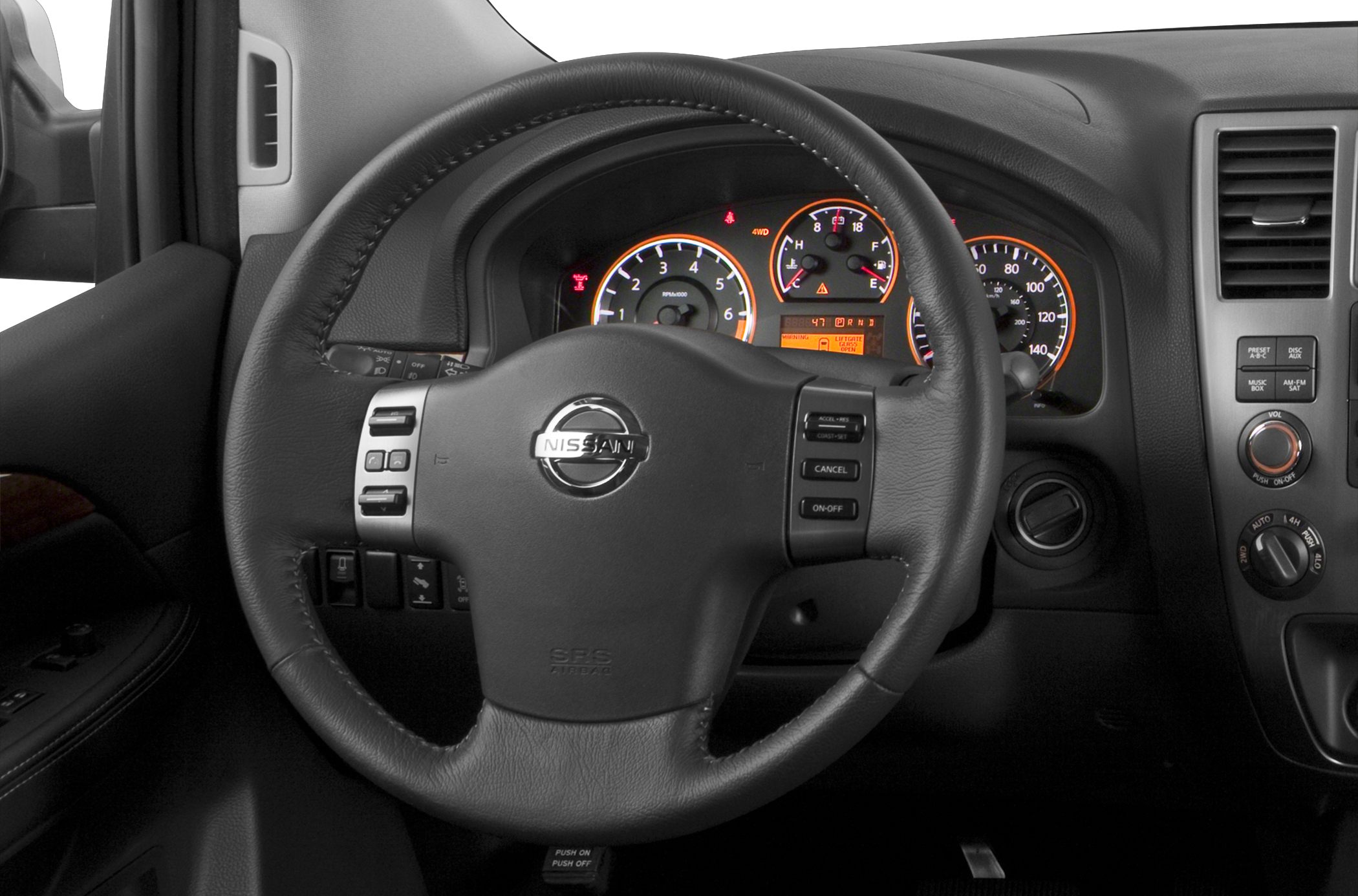 Leather steering wheel and illuminated instrument cluster