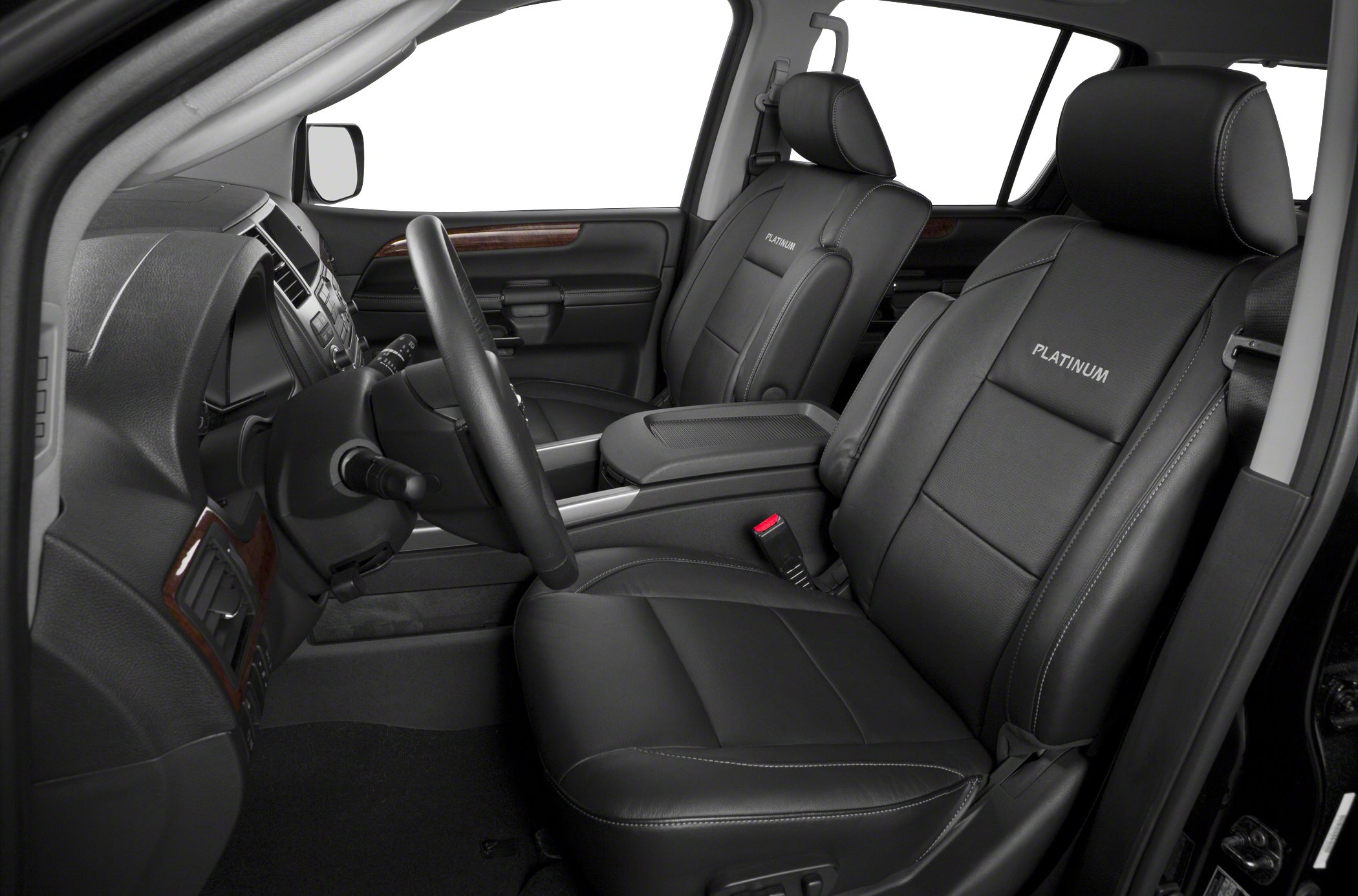 Leather front seats and dashboard with wood trim