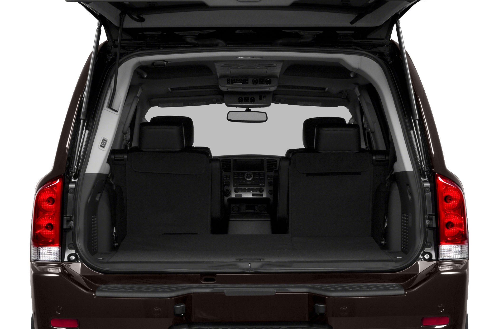 Open cargo space and rear tail lights of a large SUV