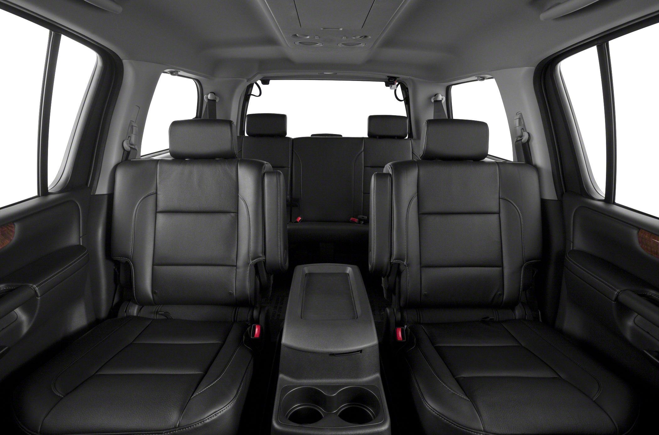 Spacious 3-row black leather seats with center console