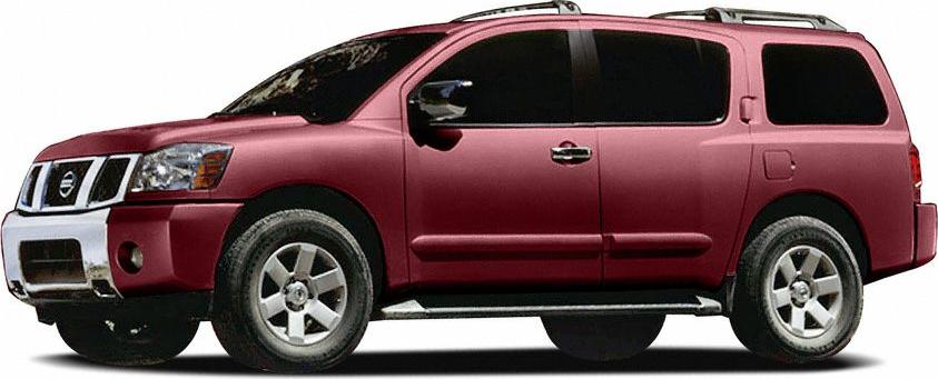Side profile of large SUV with roof rails and 6-spoke wheels
