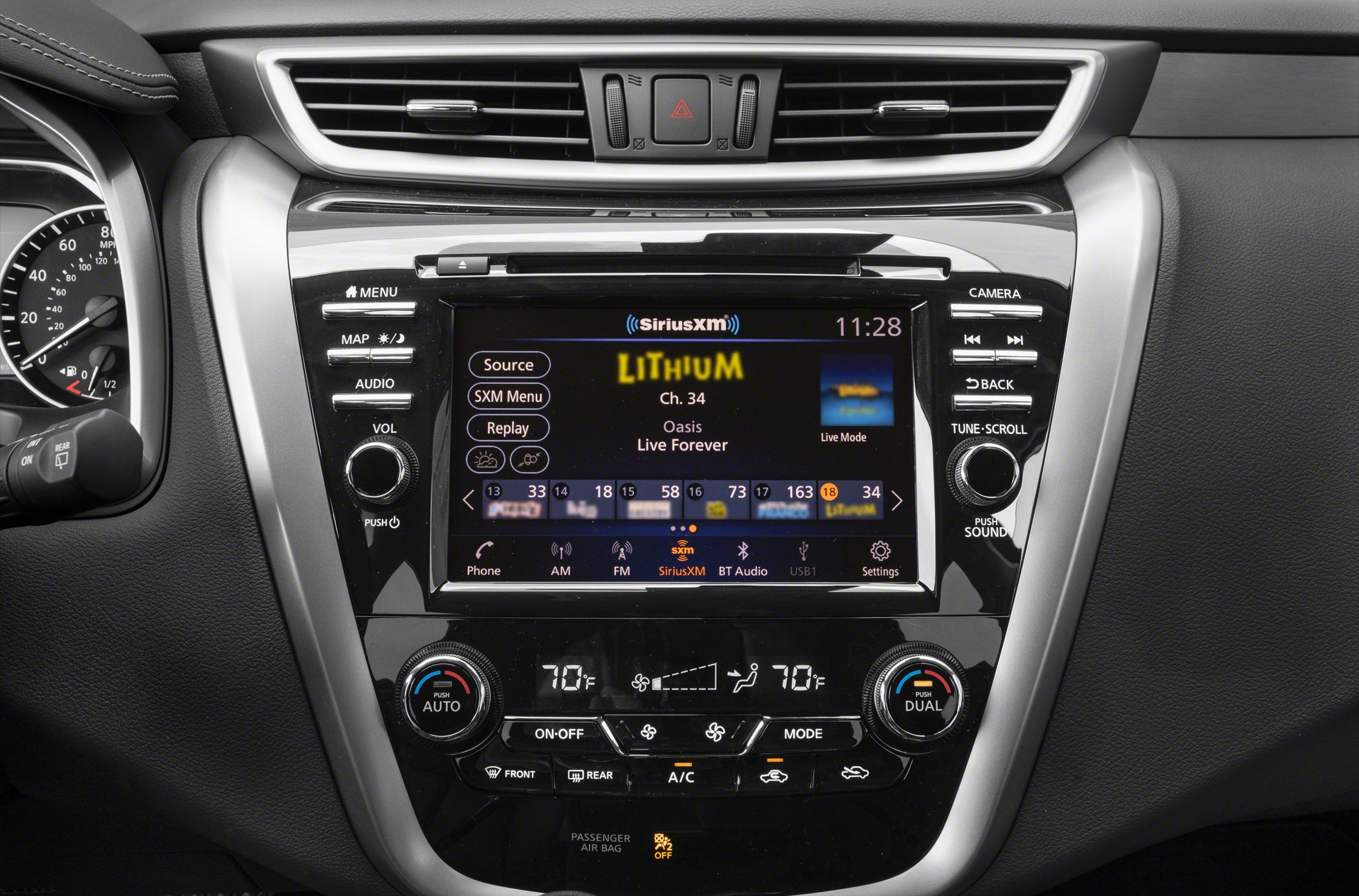 Infotainment touchscreen and dual-zone climate control dials