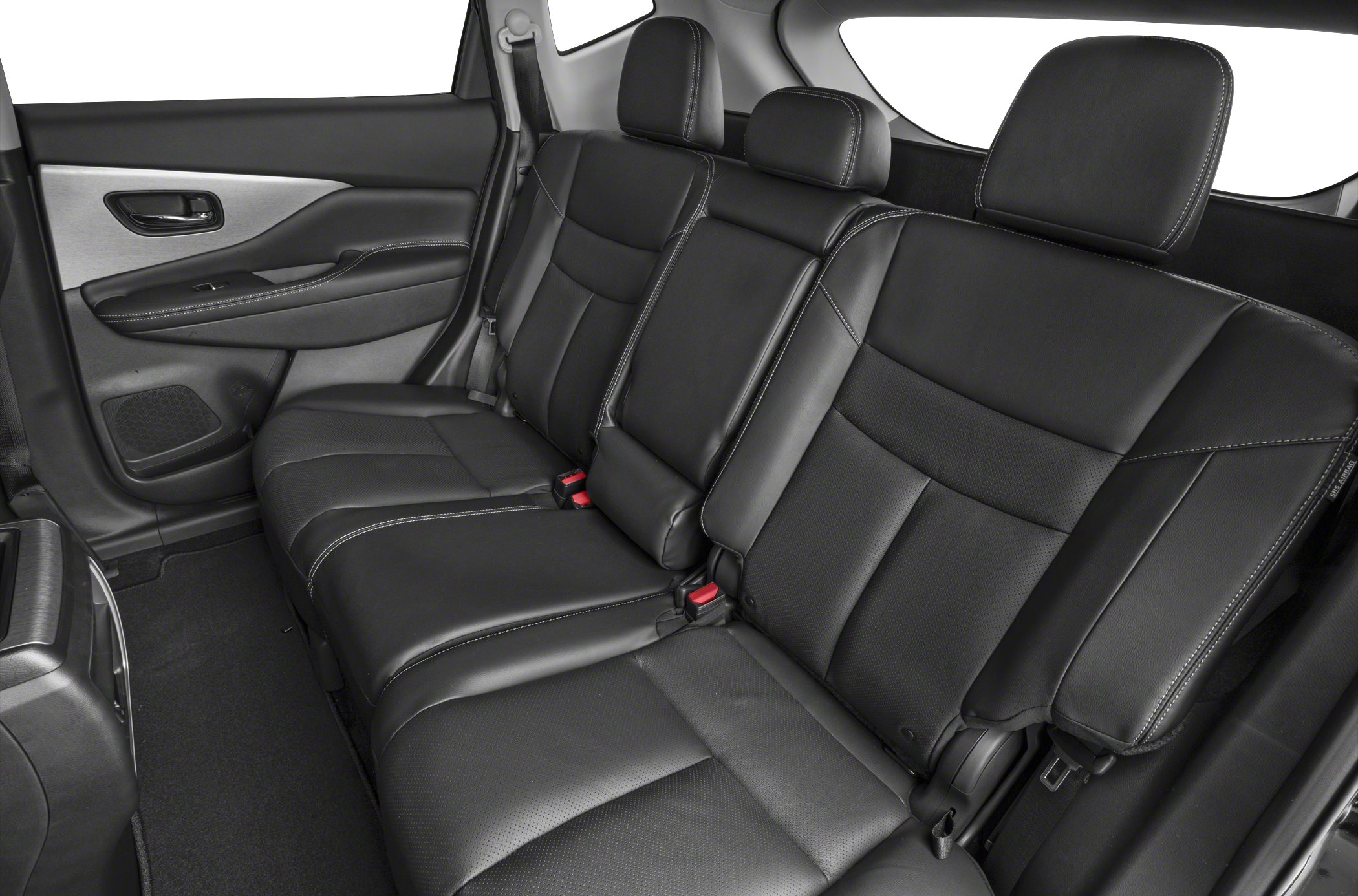 Rear black leather seats with detailed stitching