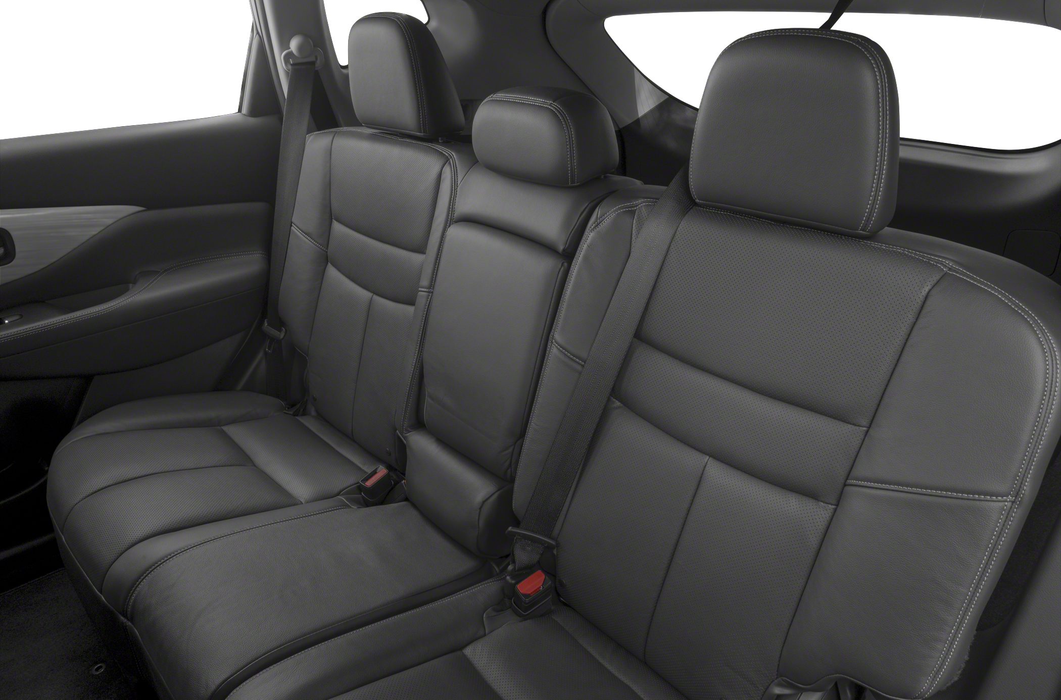 Leather rear seats with headrests and seatbelts