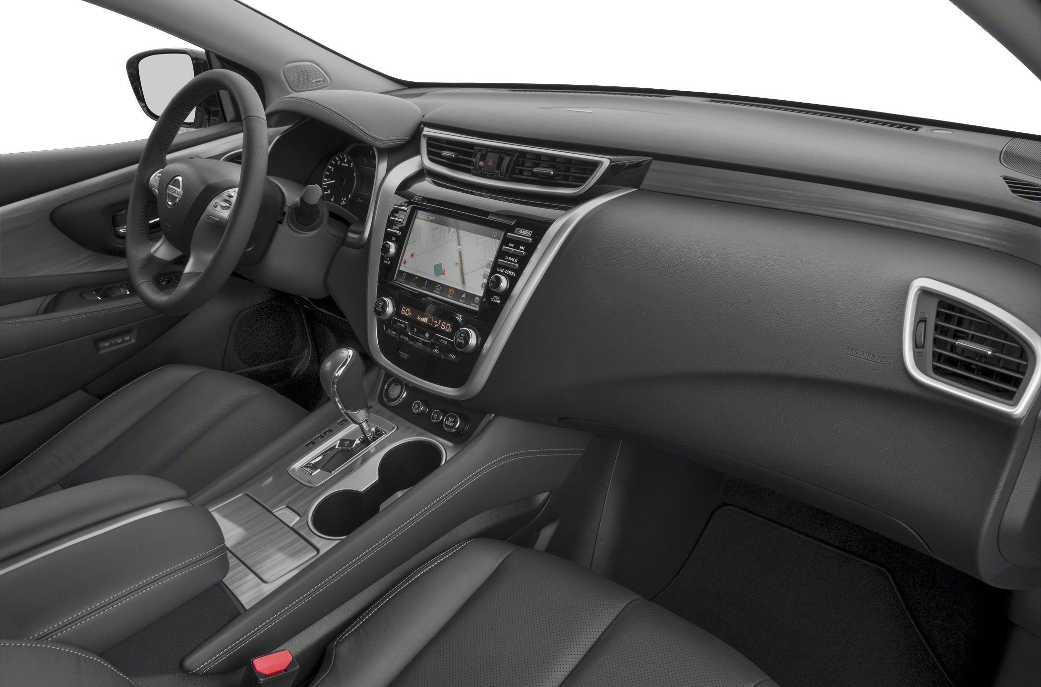 Interior dashboard and center console with touchscreen and gear shifter