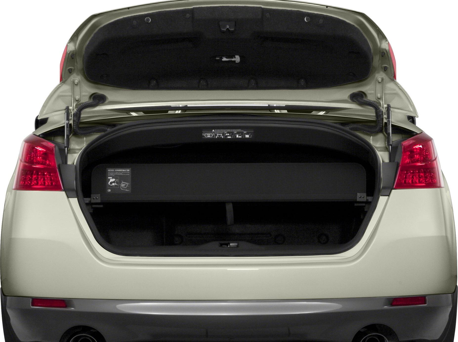 Open rear trunk with cargo space and convertible top compartment