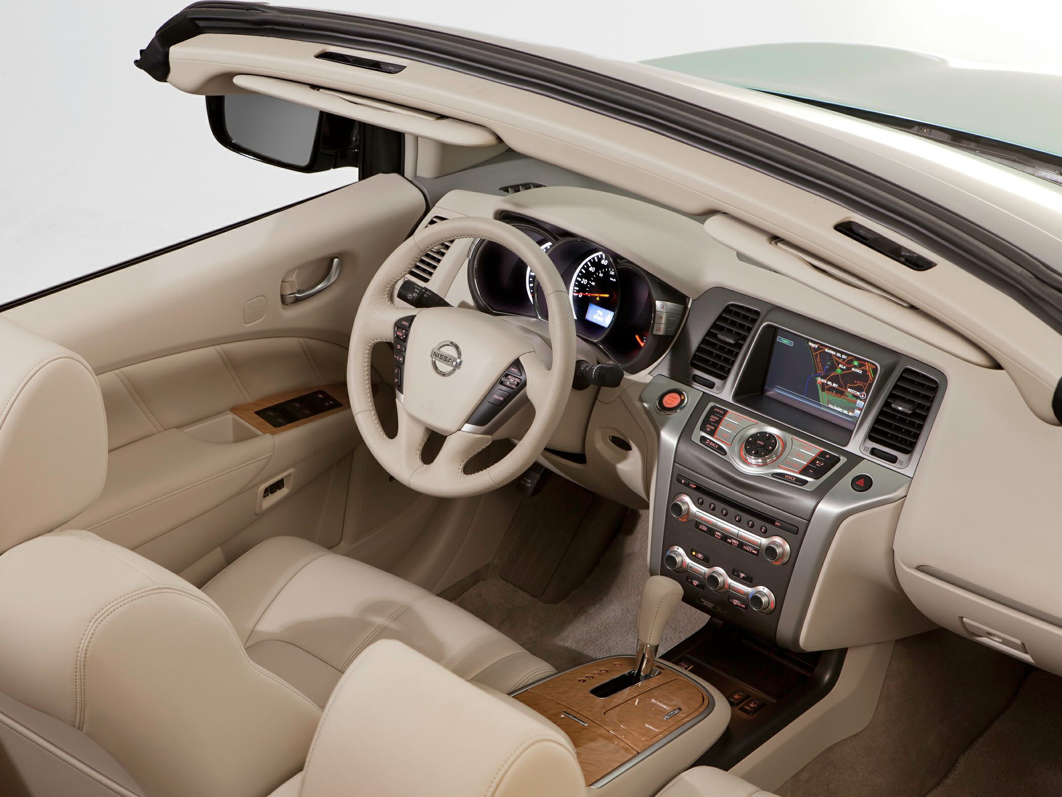 Beige leather interior with dashboard and steering wheel