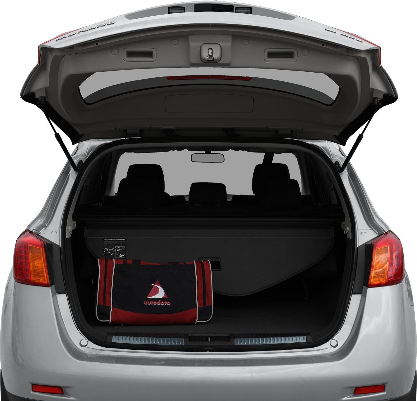 Open rear cargo space with a retractable cover and storage bag