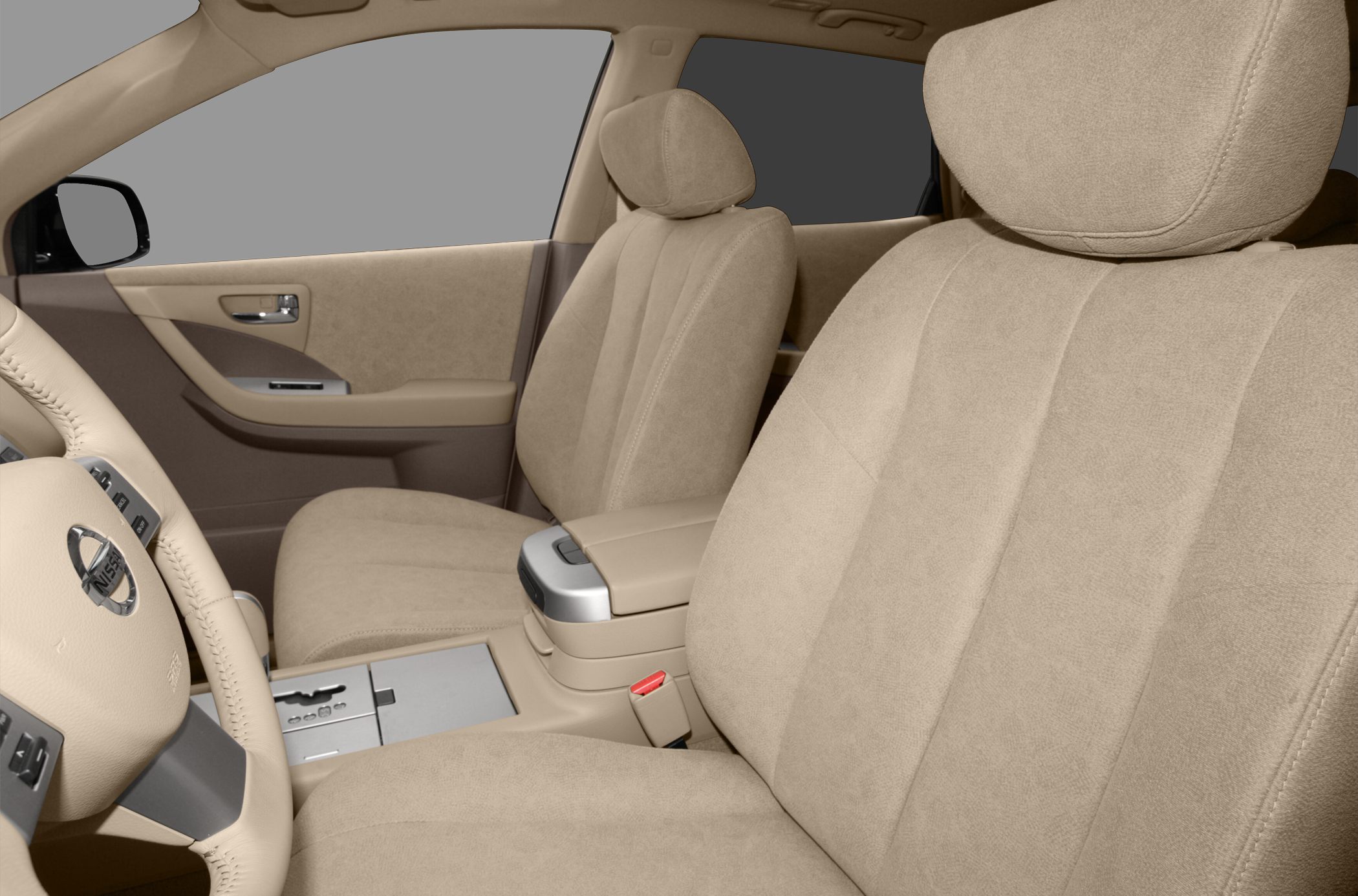 Beige suede front seats and door panel interior