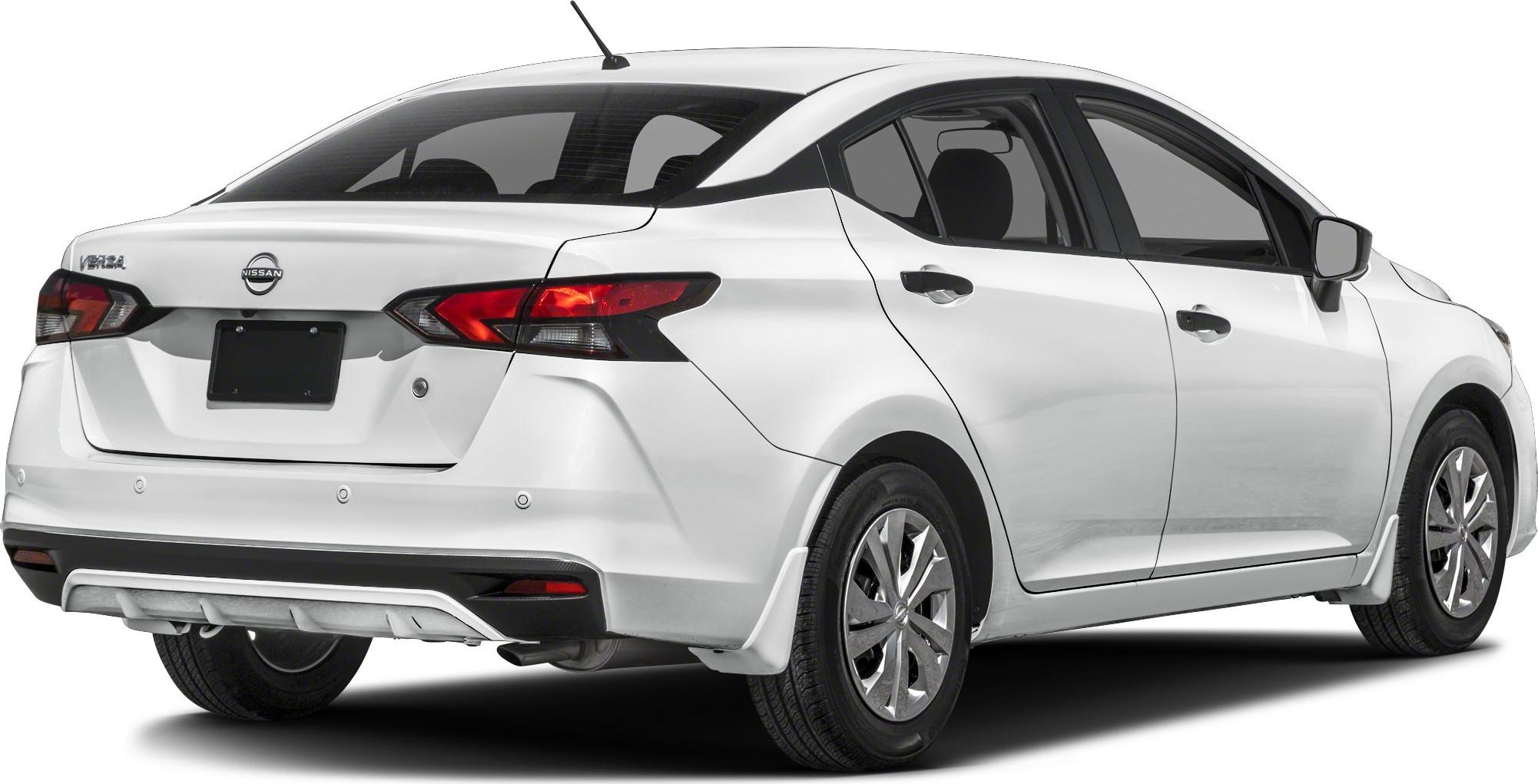 Rear side view of white compact sedan with modern taillights and smooth rear design