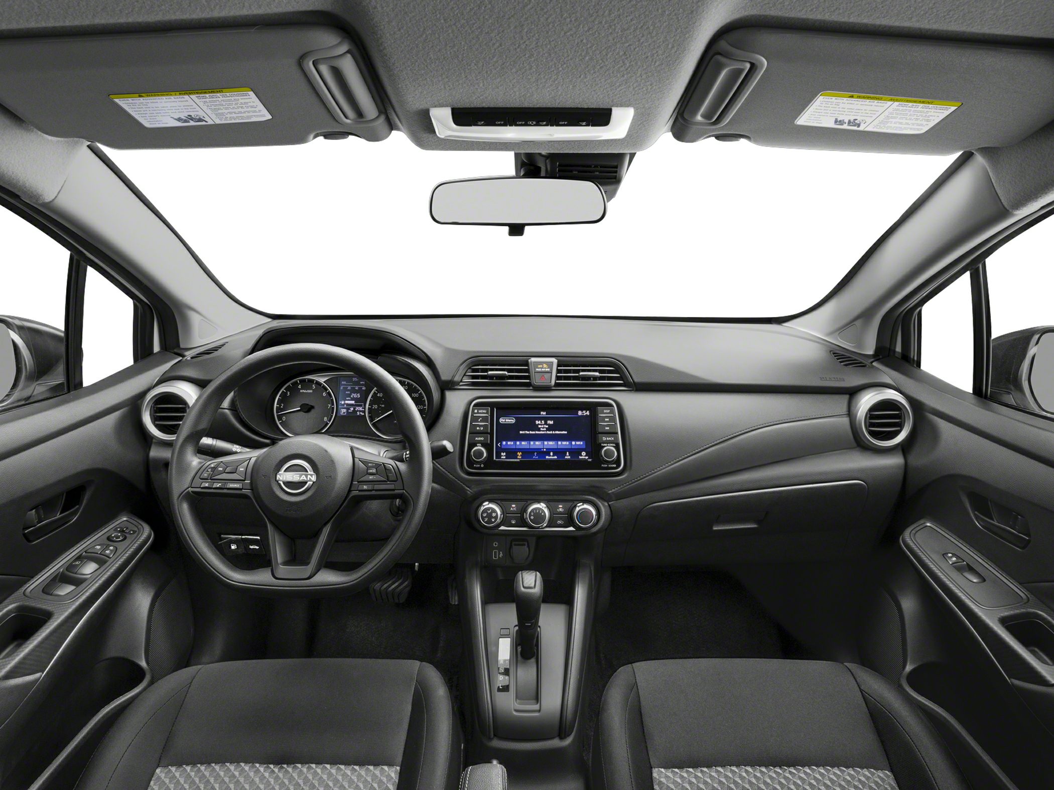 Modern dashboard with touchscreen and multifunction steering wheel