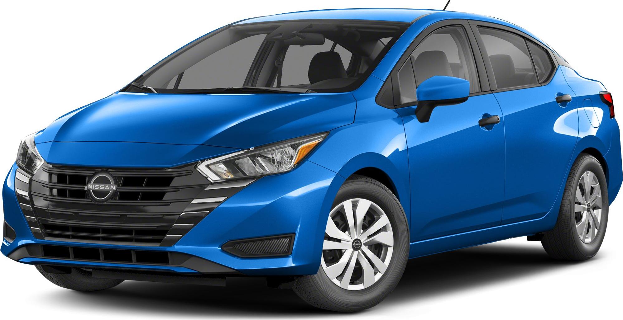 Front fascia with headlight, grille, and wheel design of a compact sedan