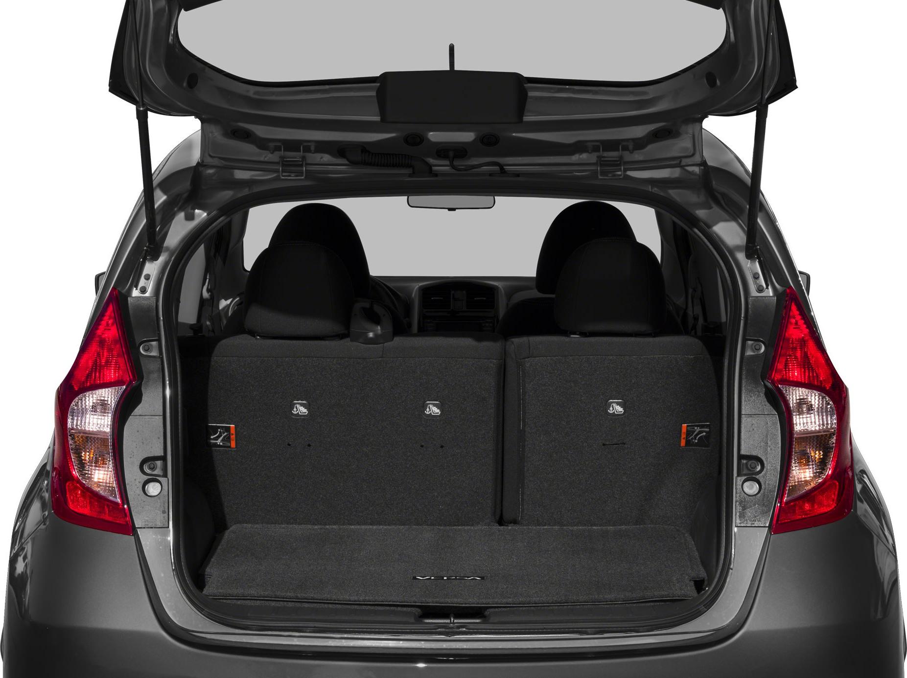 Open trunk and rear seats of a hatchback car